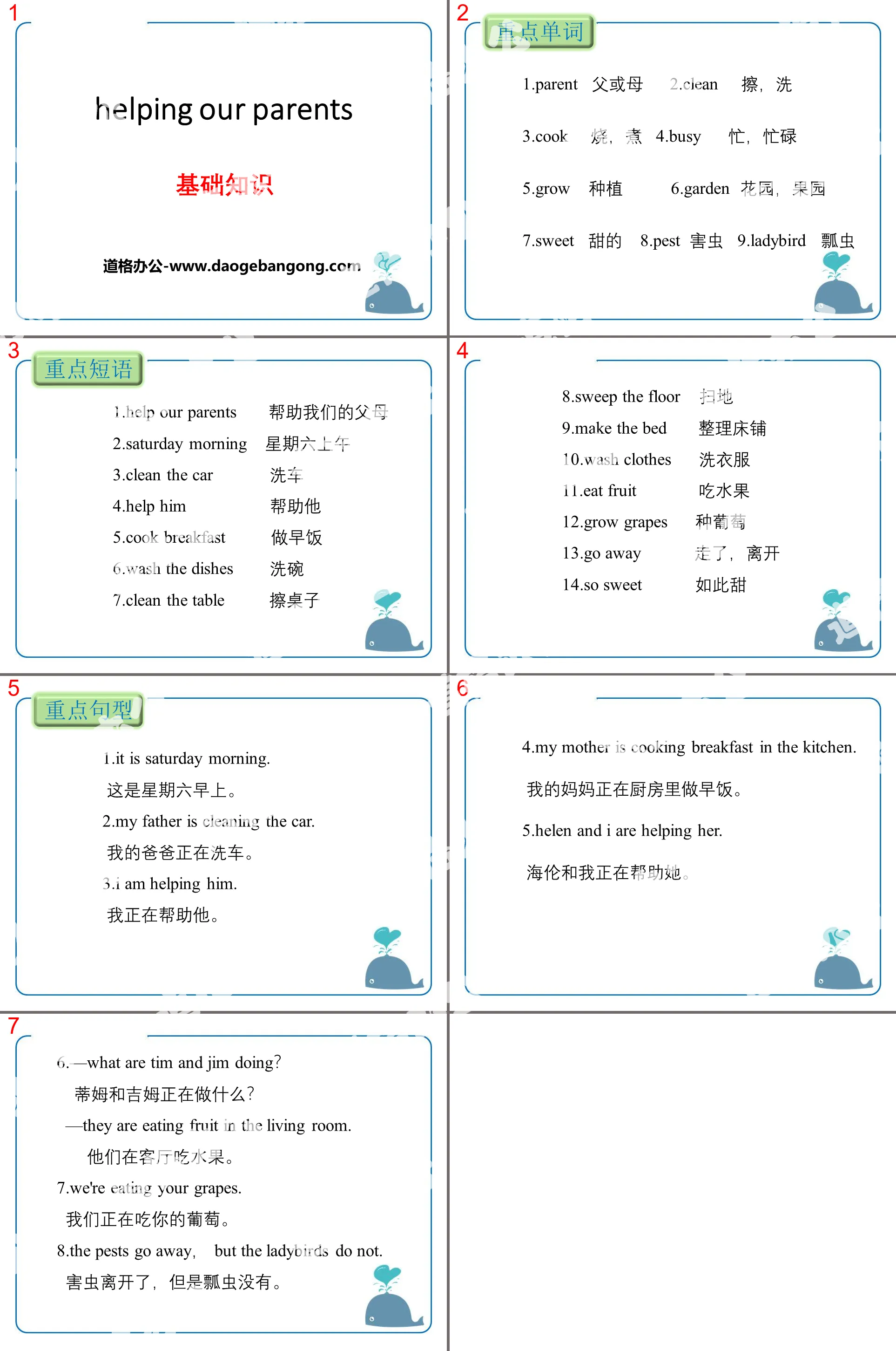 《Helping our parents》基础知识PPT
