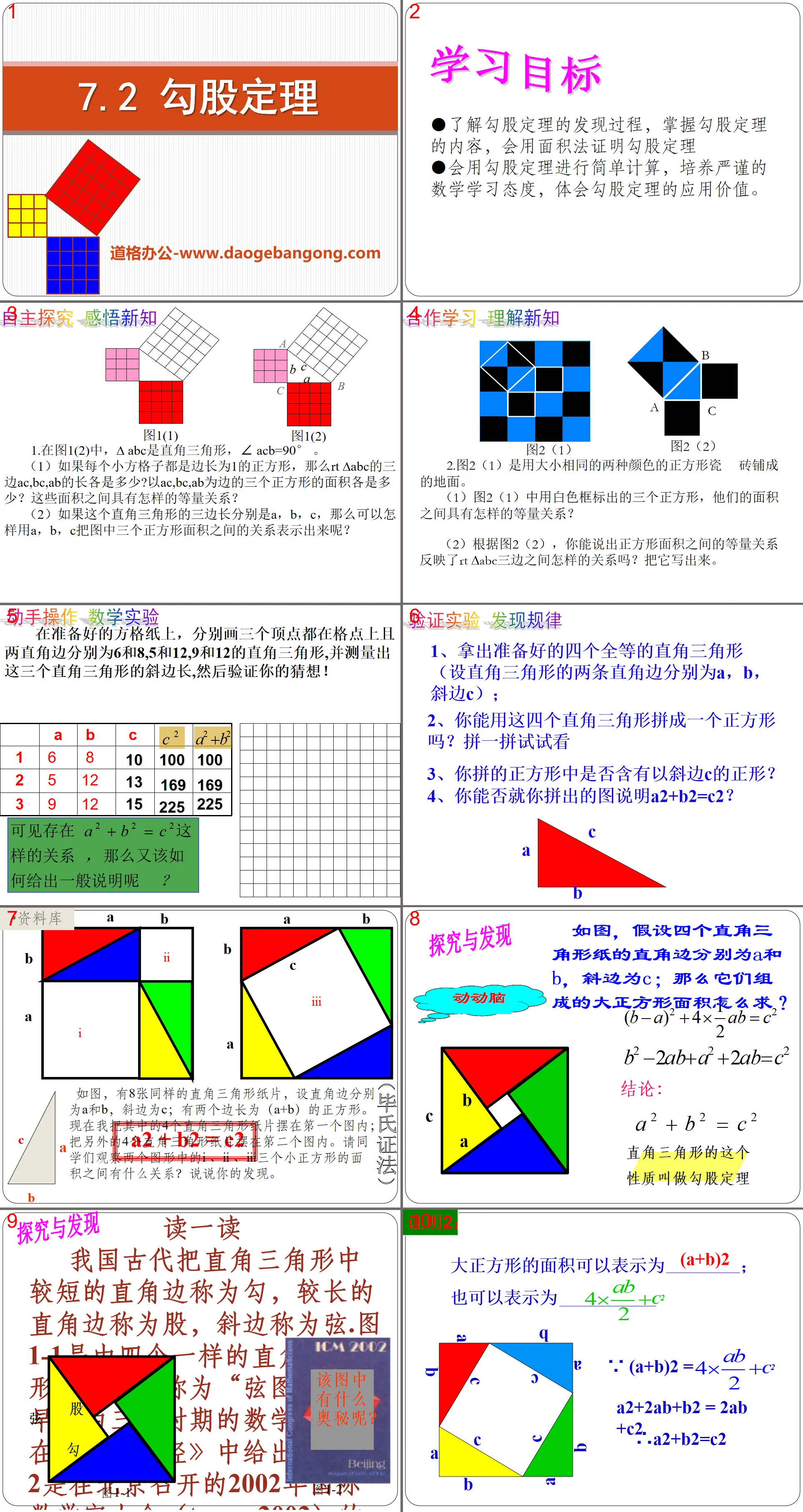 "Pythagorean Theorem" PPT courseware 7