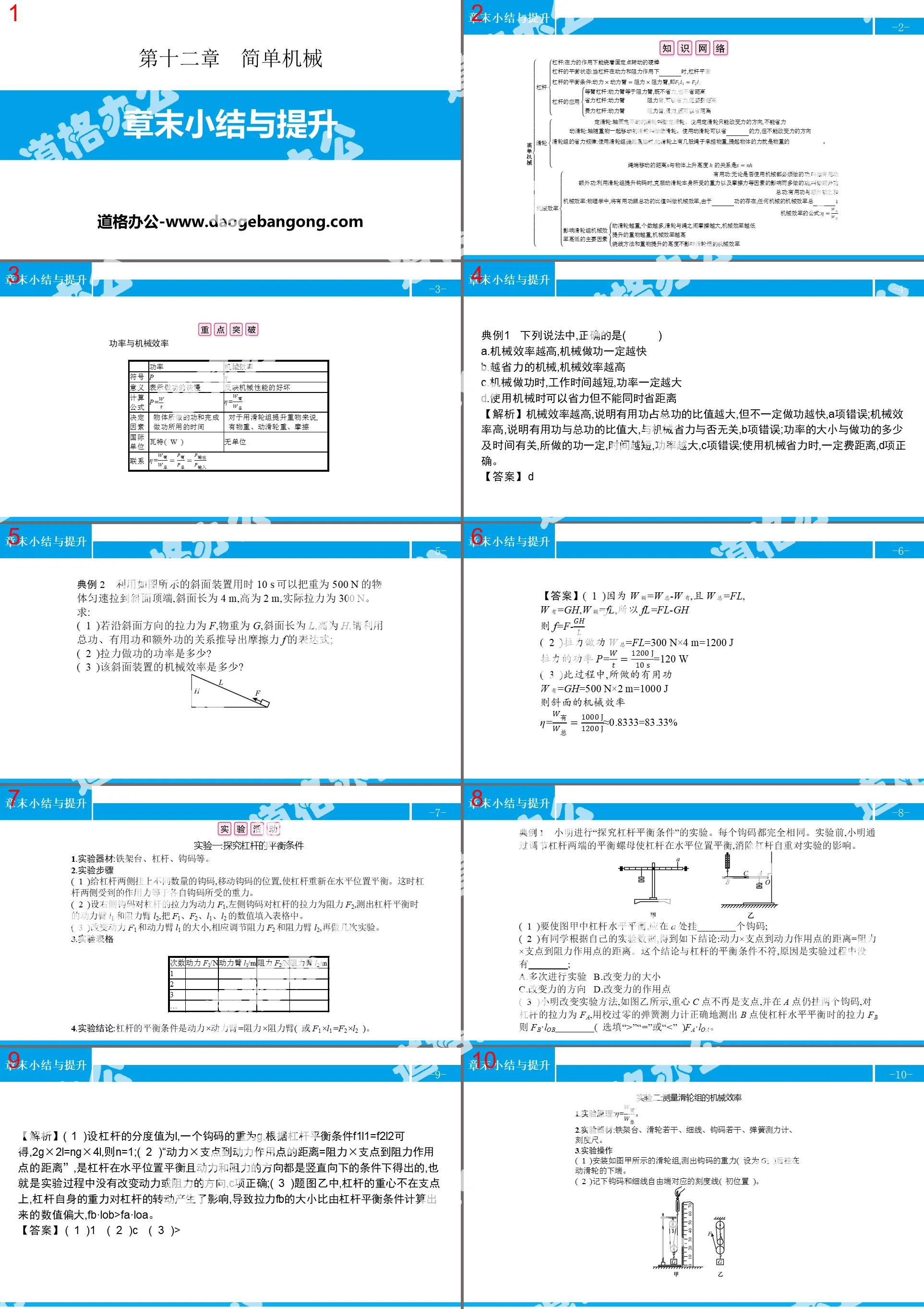 《章末小結與提升》簡單機械PPT