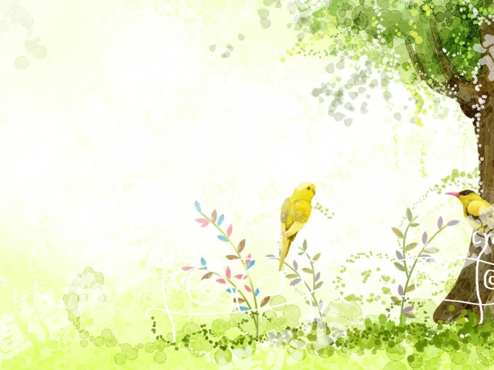 Spring bird PPT background picture
