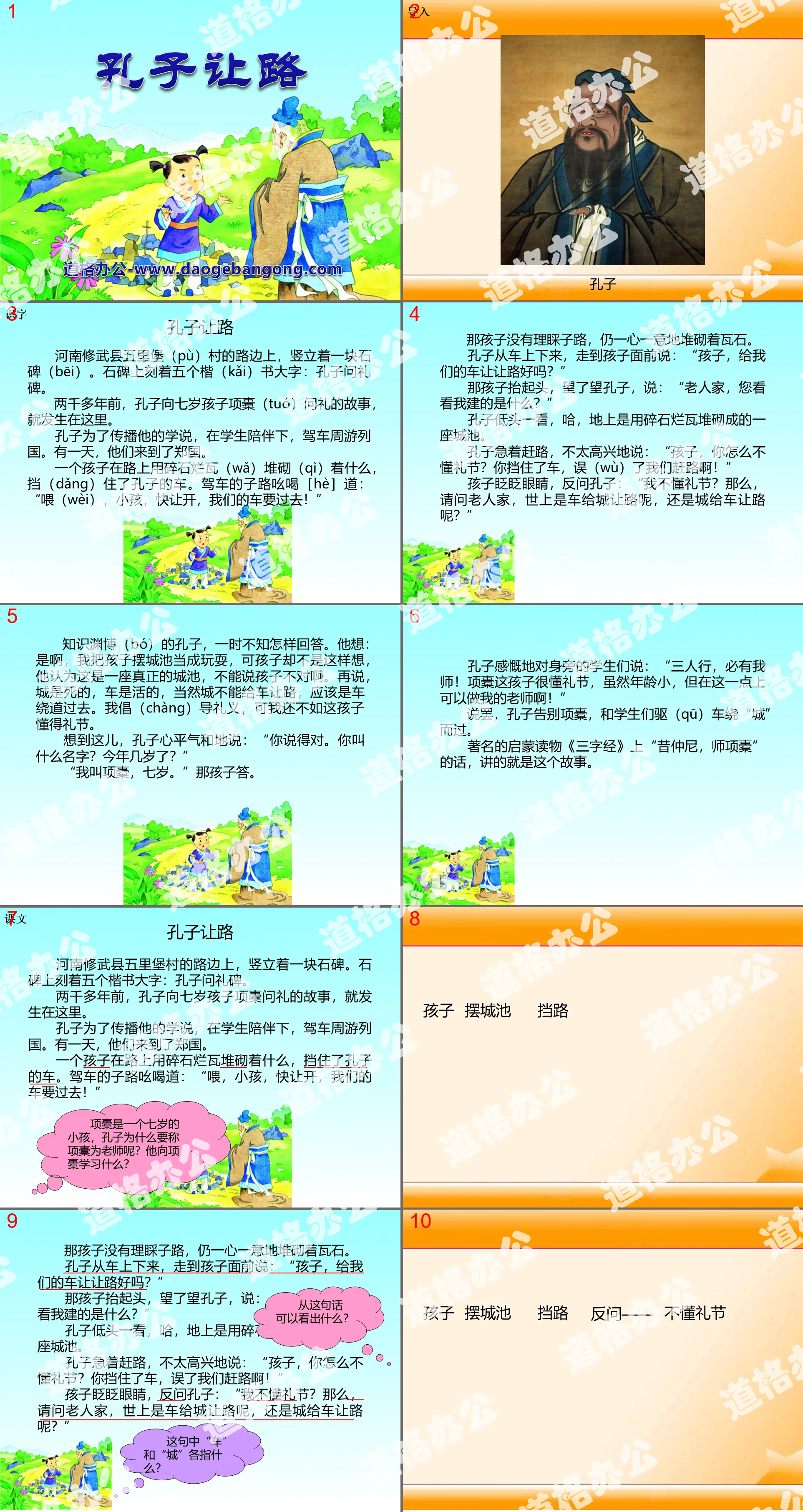 《孔子让路》PPT课件
