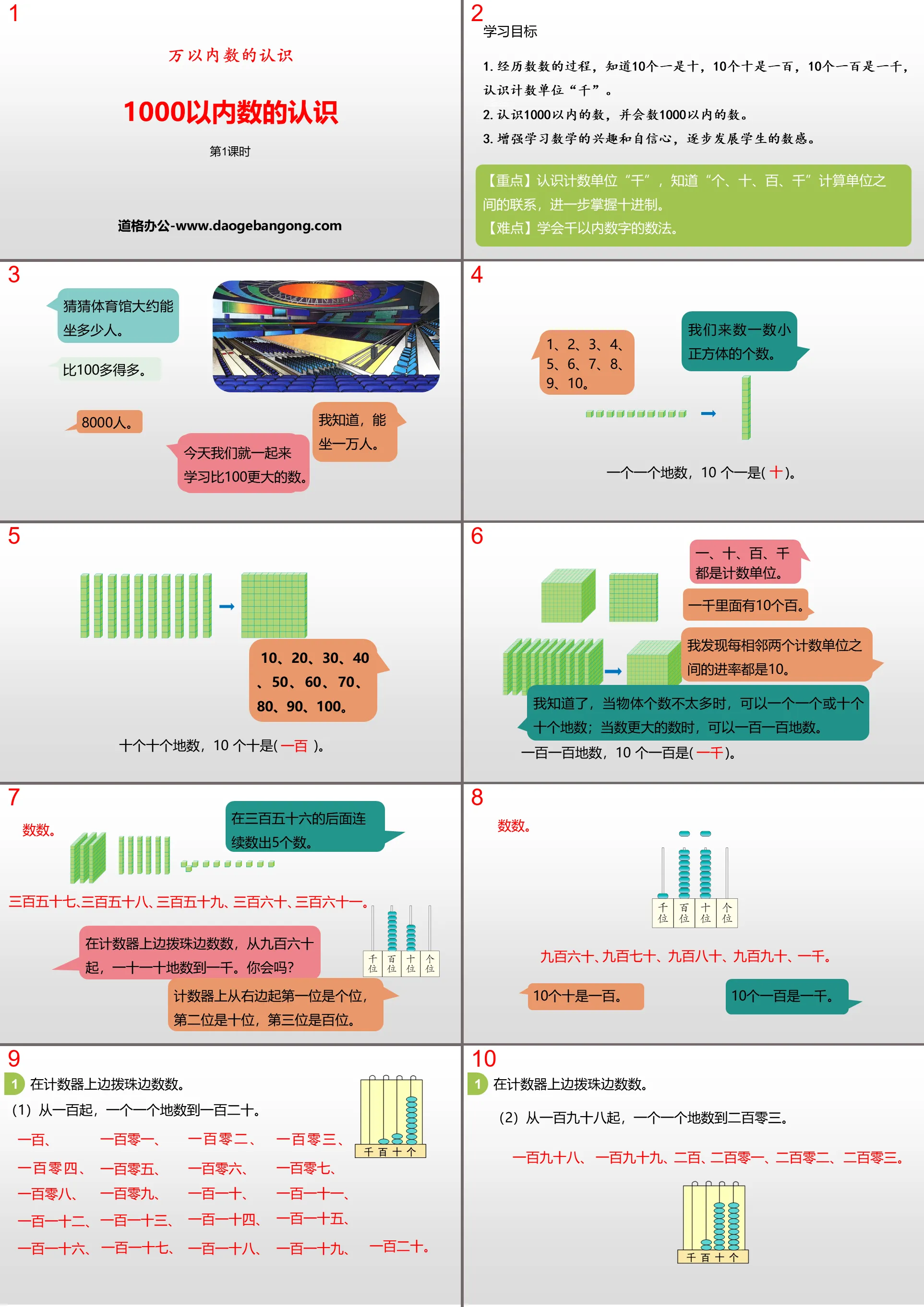 《1000以內數的認識》萬以內數的認識PPT下載(第1課時)