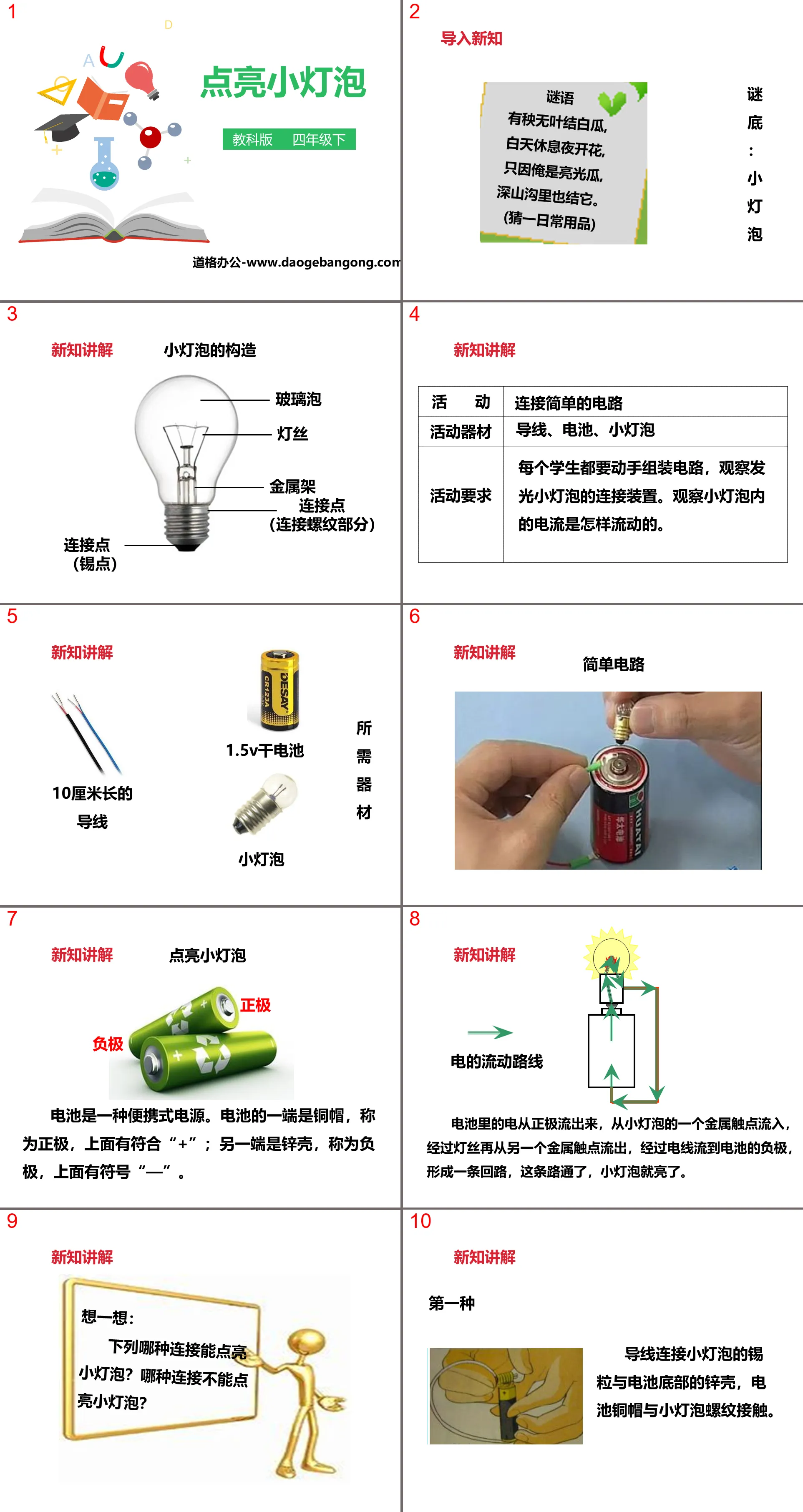 "Light up the little light bulb" electronic PPT download