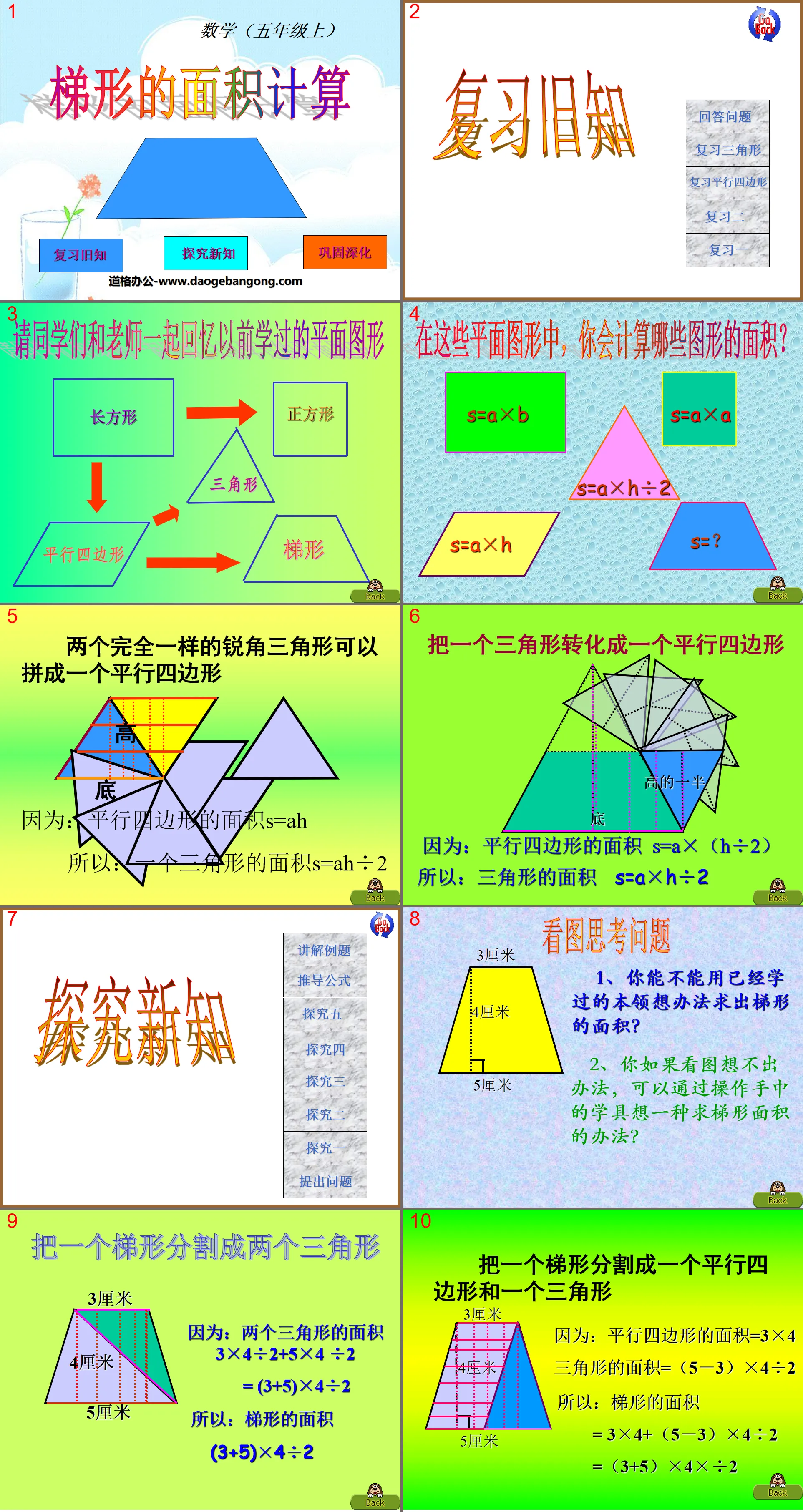 "Calculation of Area of ​​Trapezoid" Area of ​​Polygon PPT Courseware 2