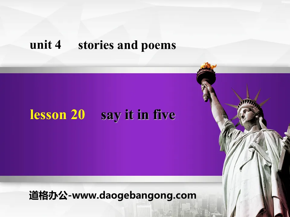 "Say It in Five" Stories and Poems PPT free download