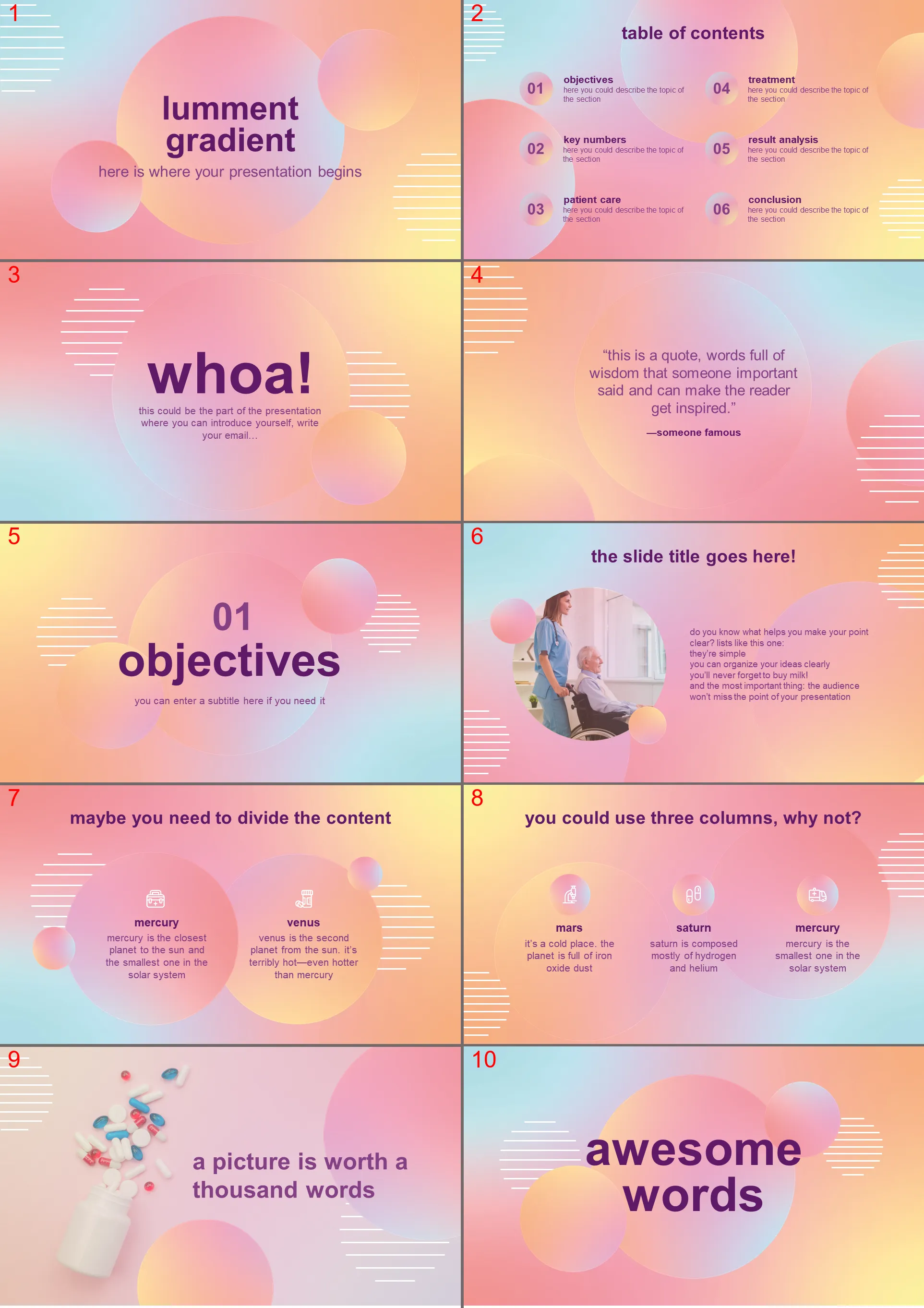 Warm color gradient background European and American business PPT template download