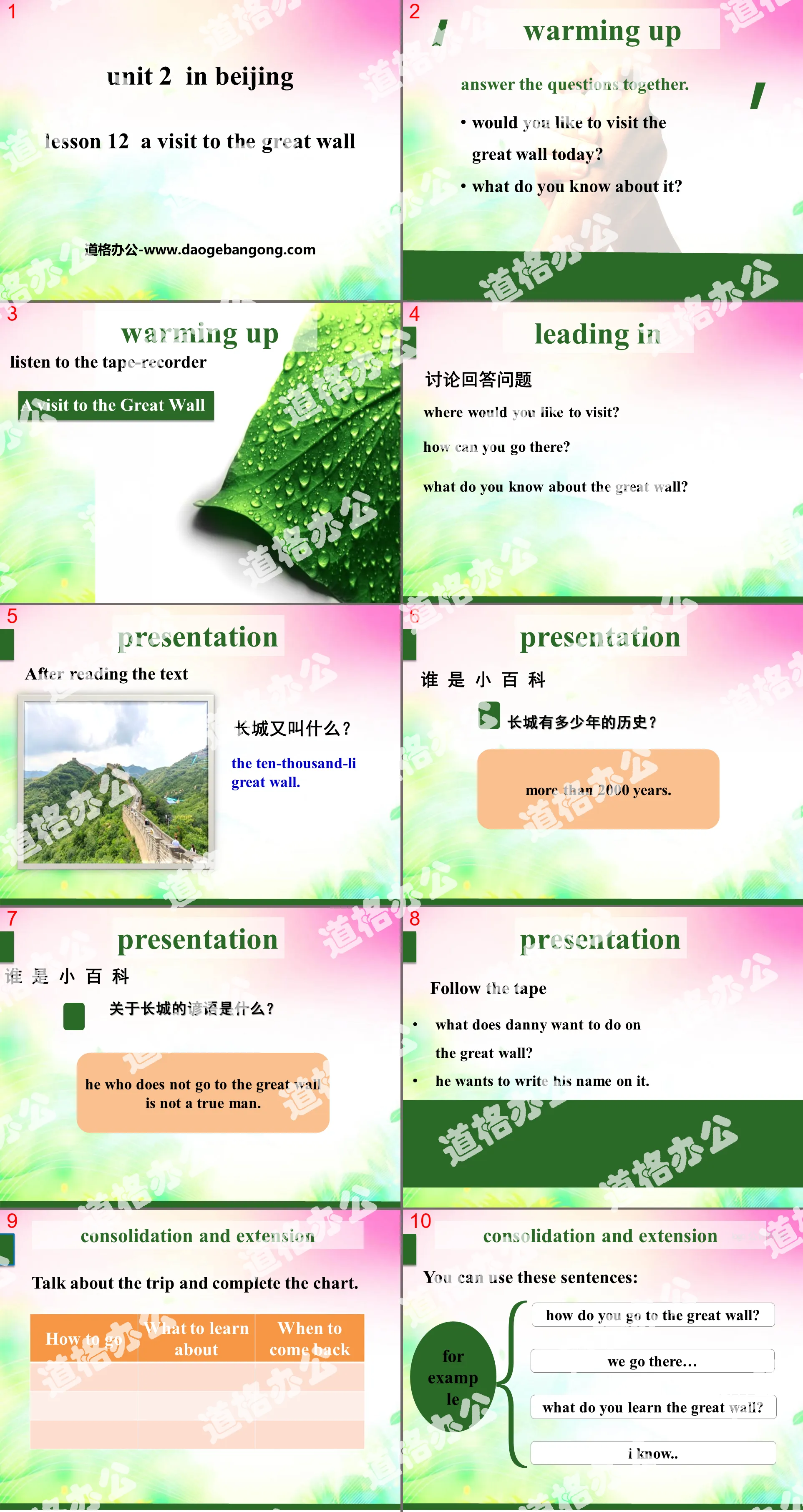 "A Visit to the Great Wall"In Beijing PPT