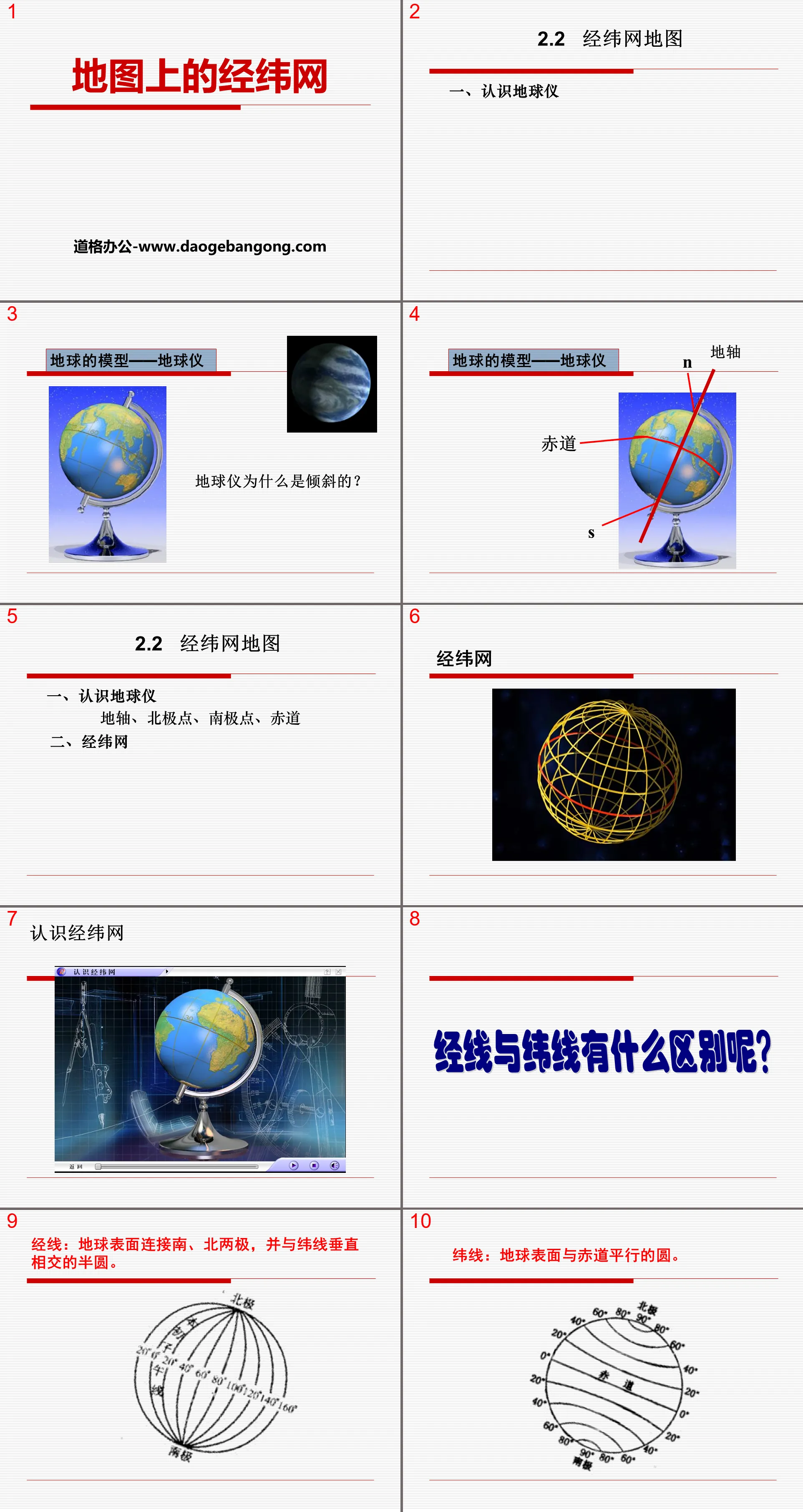 《地图上的经纬网》PPT下载
