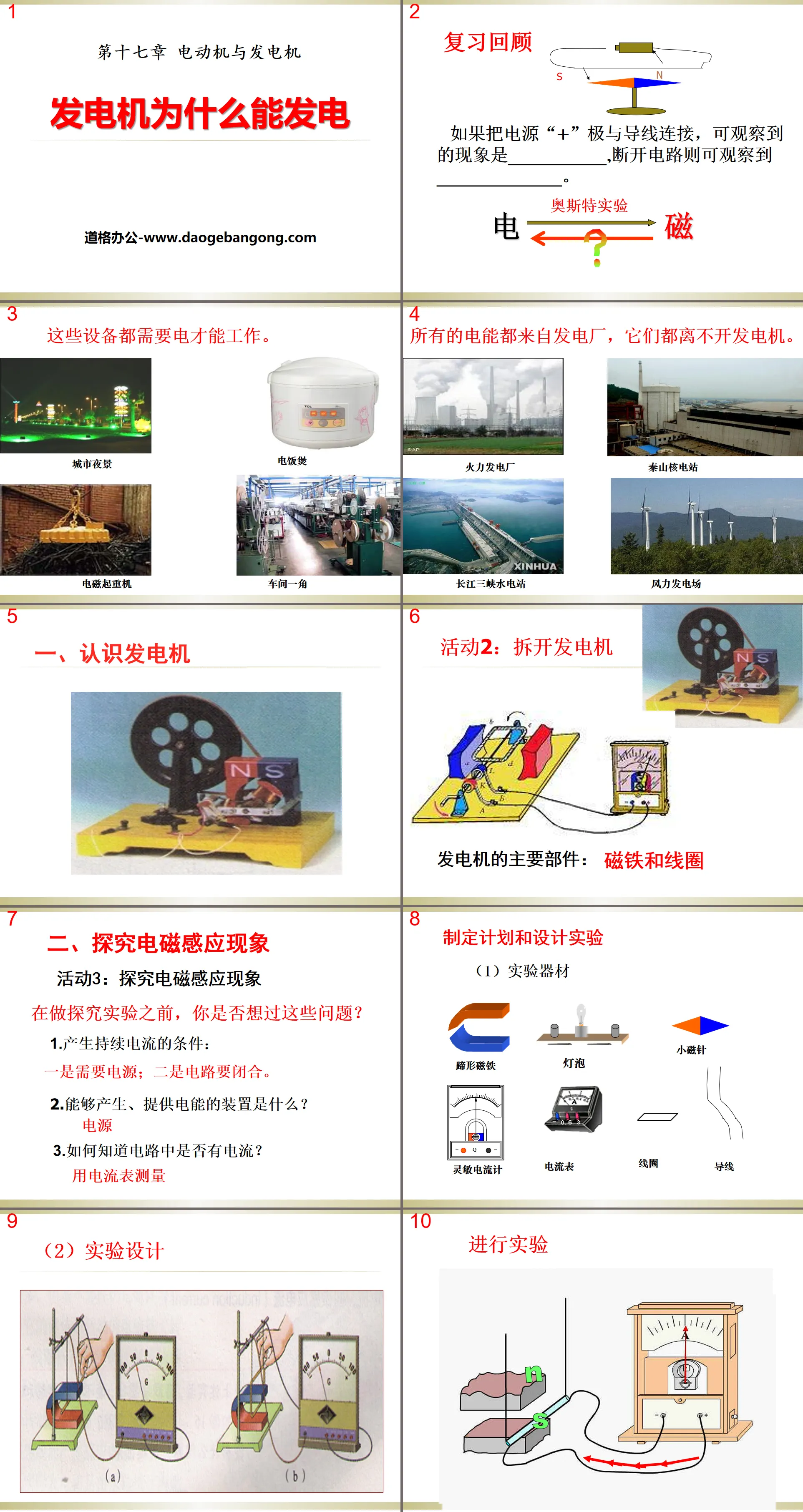 "Why can generators generate electricity" PPT courseware of electric motors and generators 3