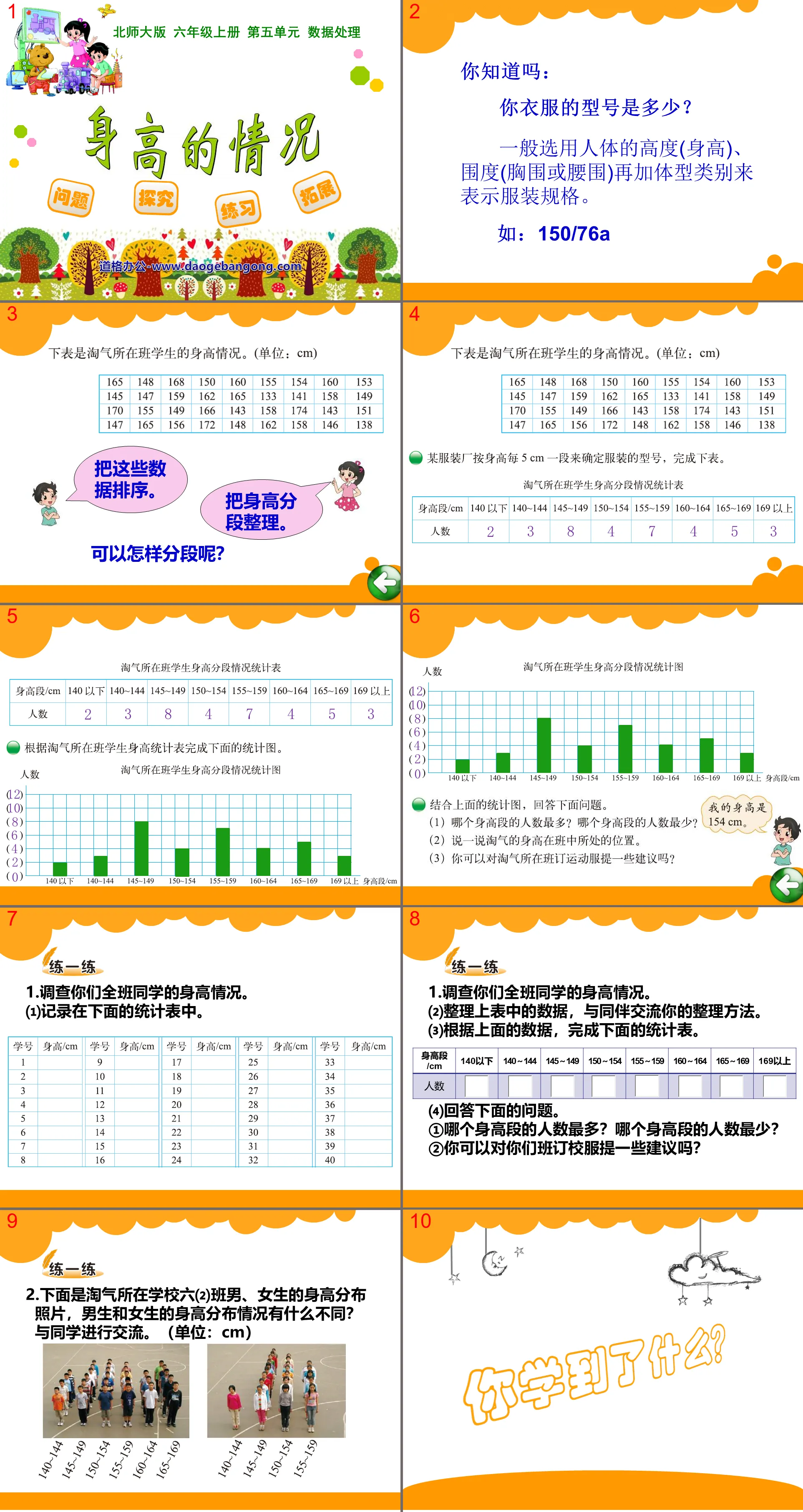 《身高的情况》数据处理PPT课件