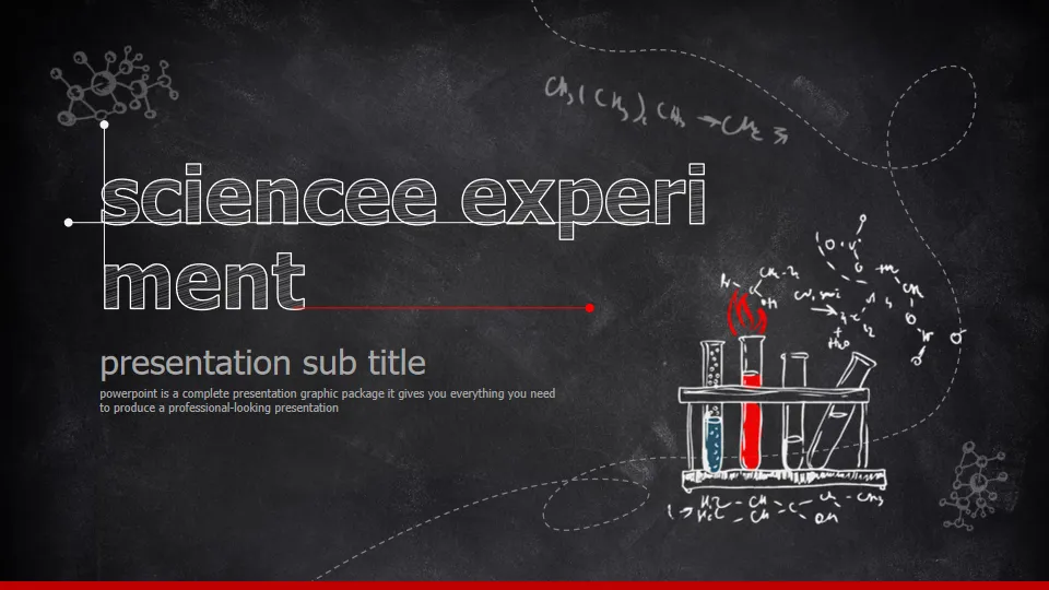 紅色黑板粉筆手繪科學化學實驗PPT課件模板