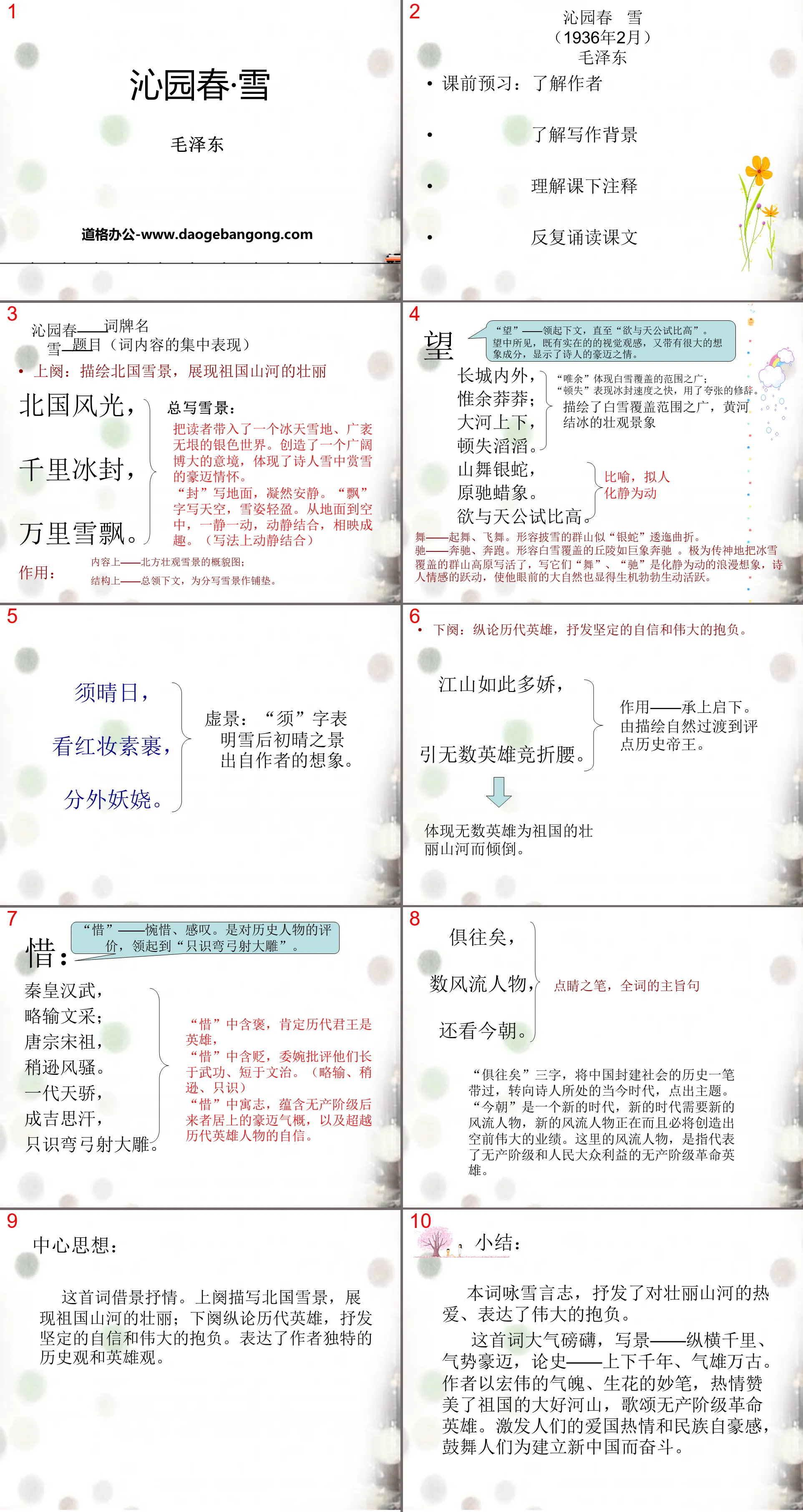 "Qinyuan Spring·Snow" PPT teaching courseware