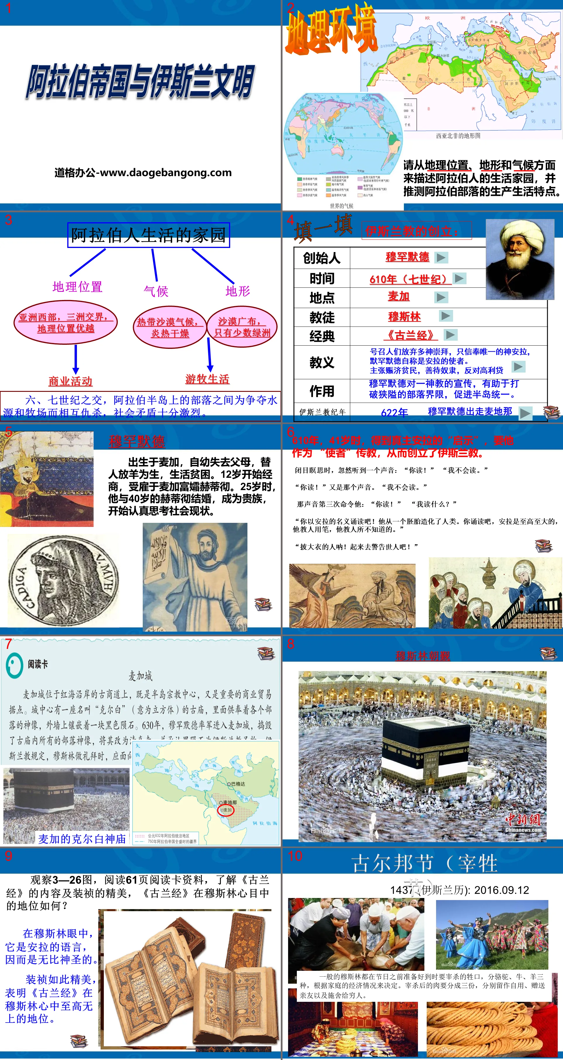 《阿拉伯帝国与伊斯兰文明》相继兴衰的中古欧亚国家PPT
