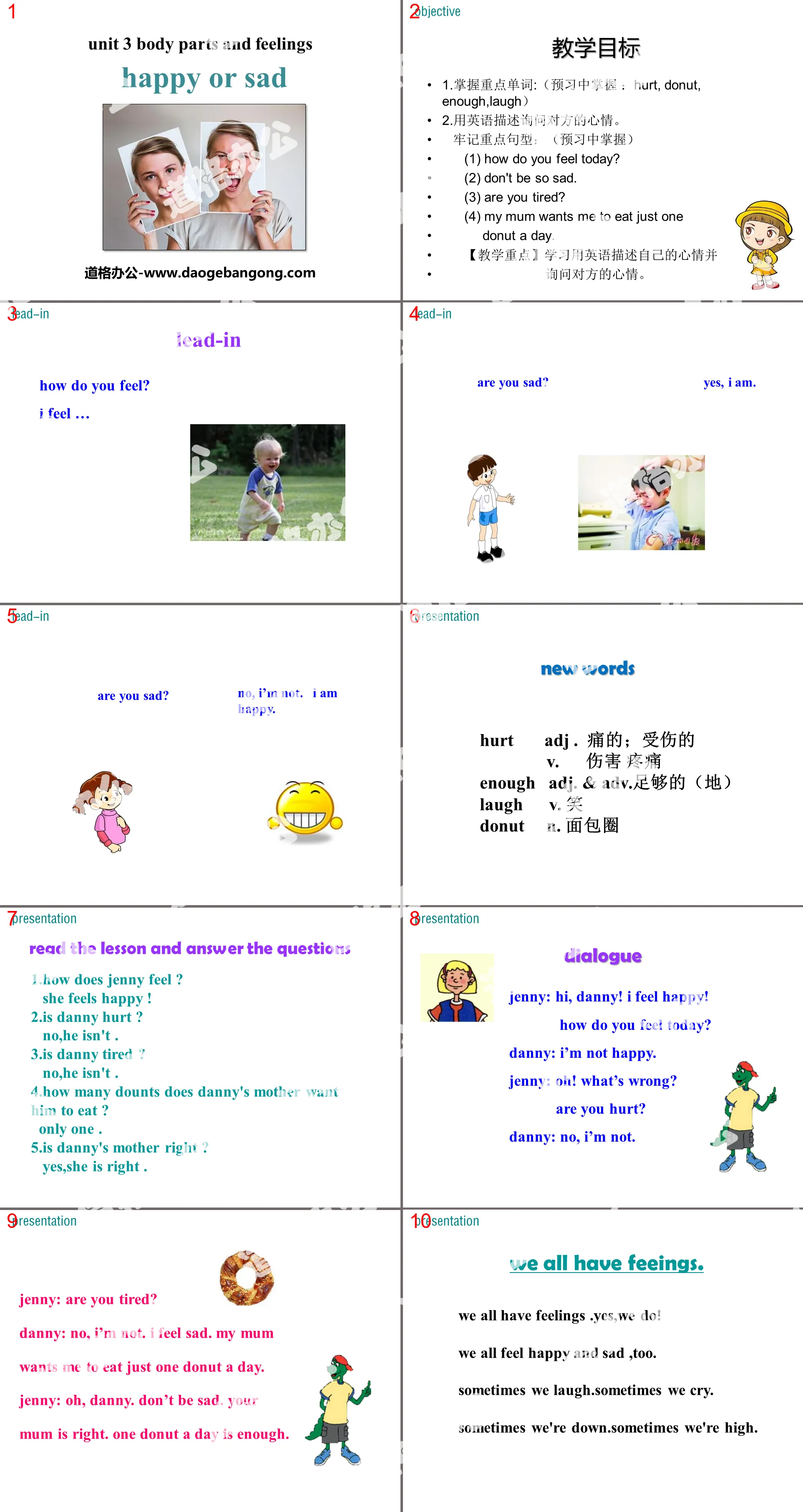 "Happy or Sad" Body Parts and Feelings PPT courseware