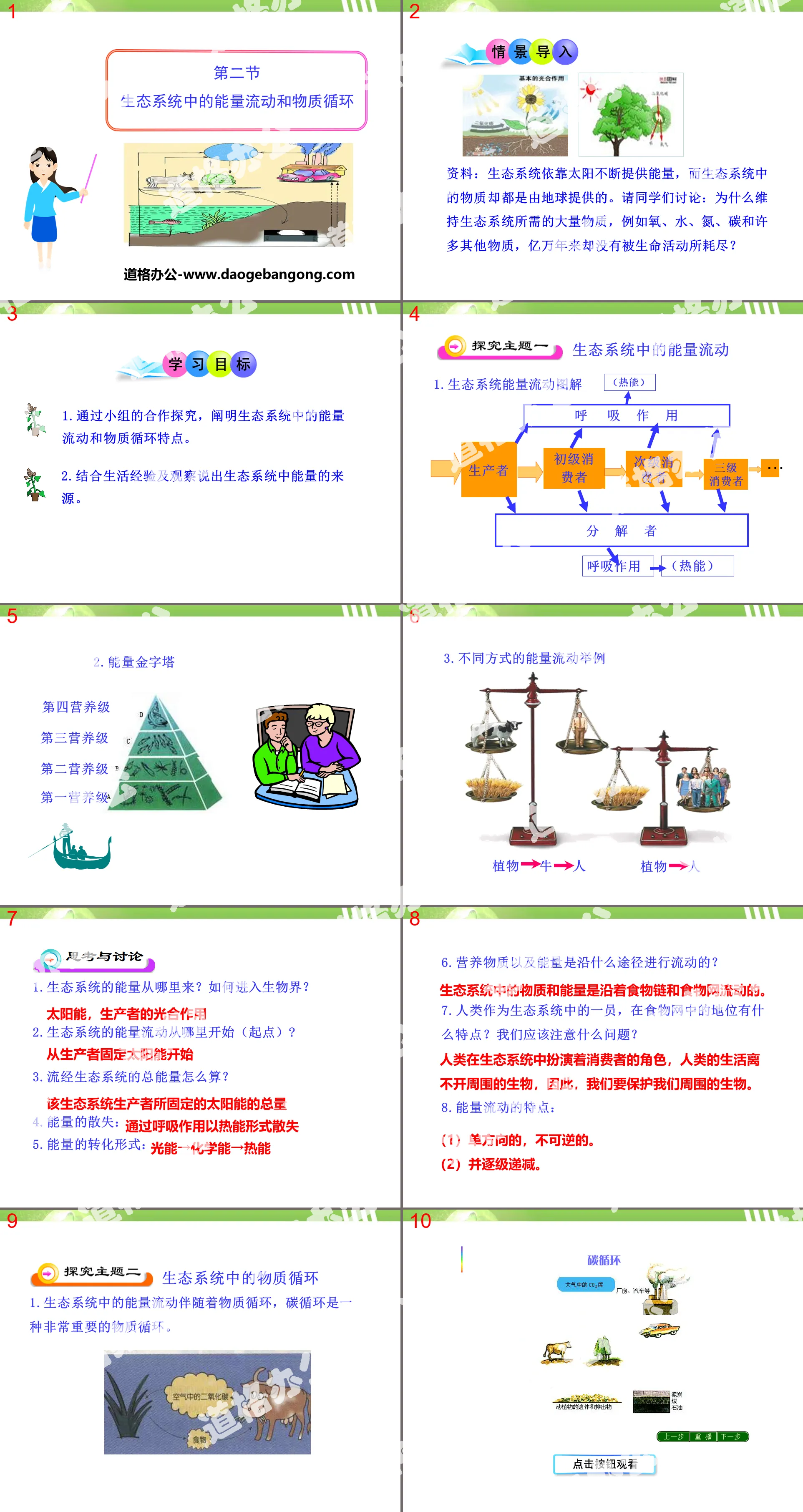 "Energy Flow and Material Cycle in Ecosystems" PPT