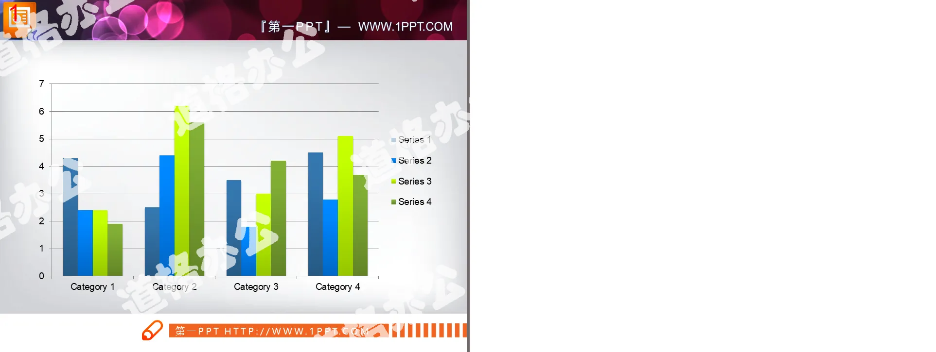 Four-part data comparative analysis PPT histogram material download