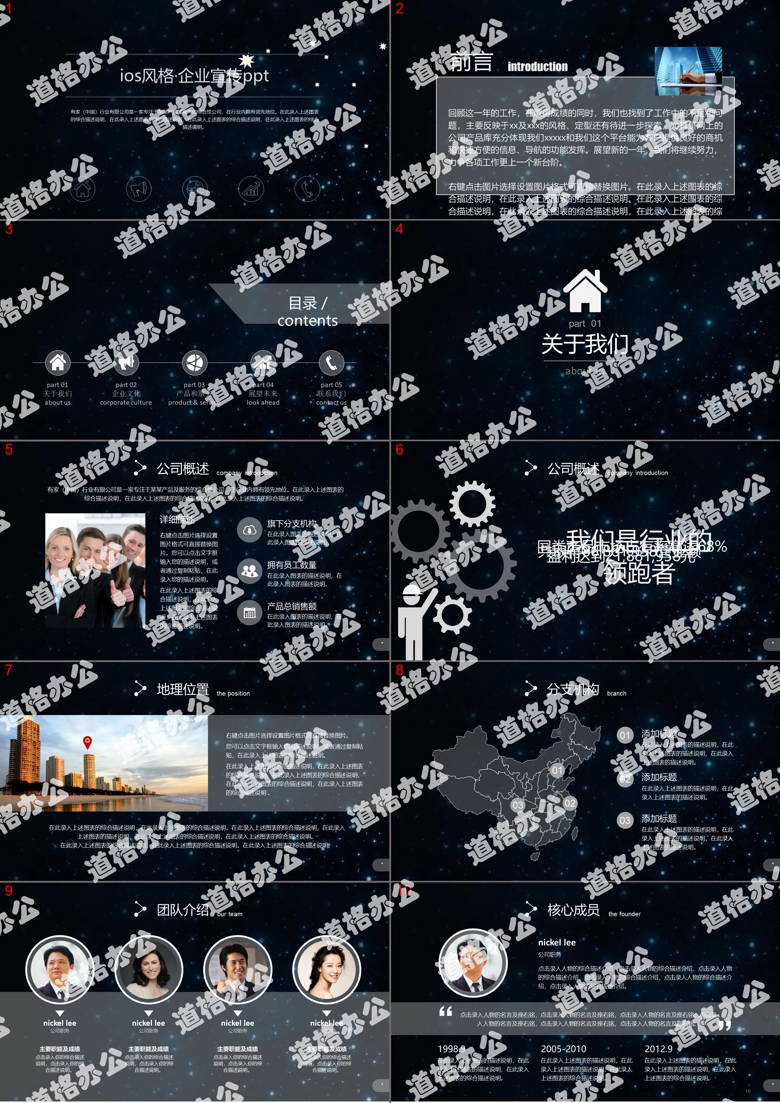 Enterprise introduction and corporate promotion PPT template with starry sky background