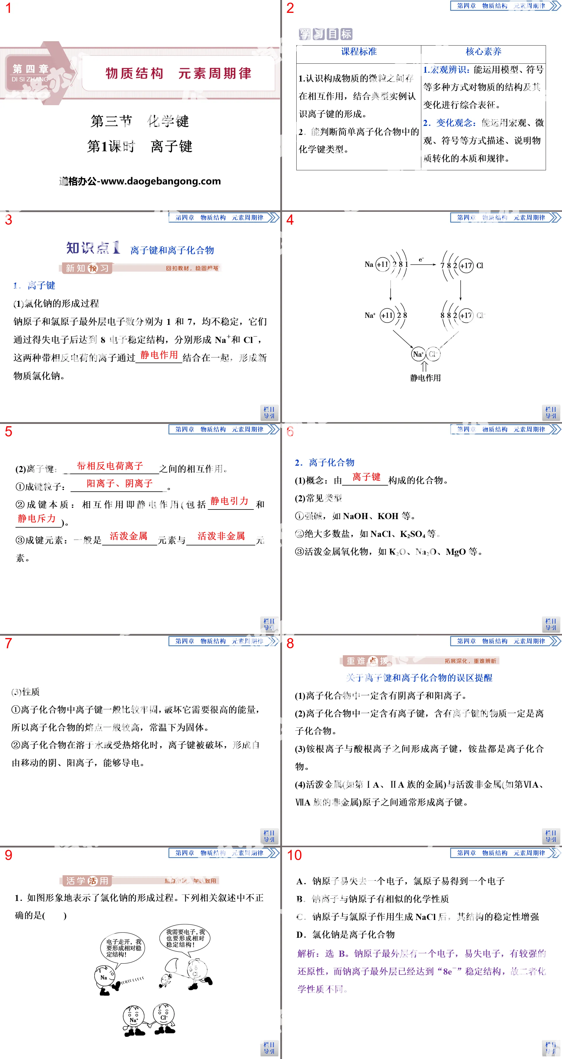 《化学键》物质结构元素周期律PPT(第1课时离子键)
