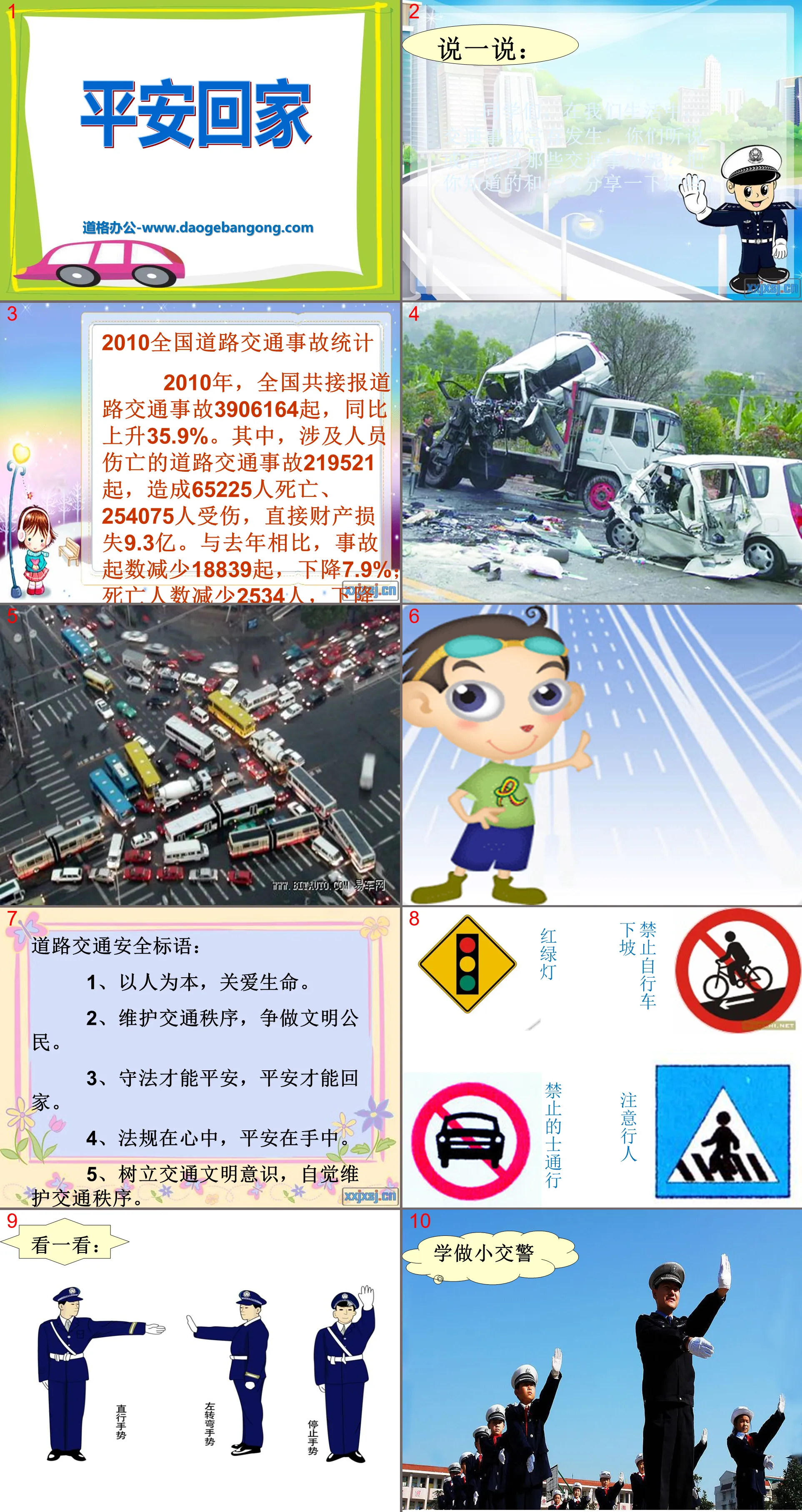 "Go Home Safely" I went to school PPT courseware 3