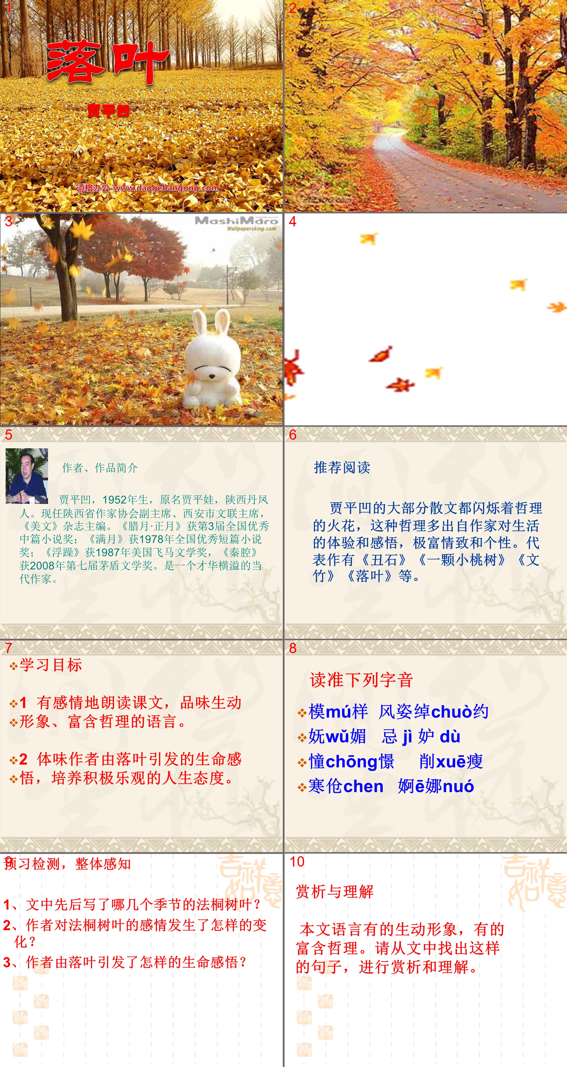 "Falling Leaves" PPT courseware