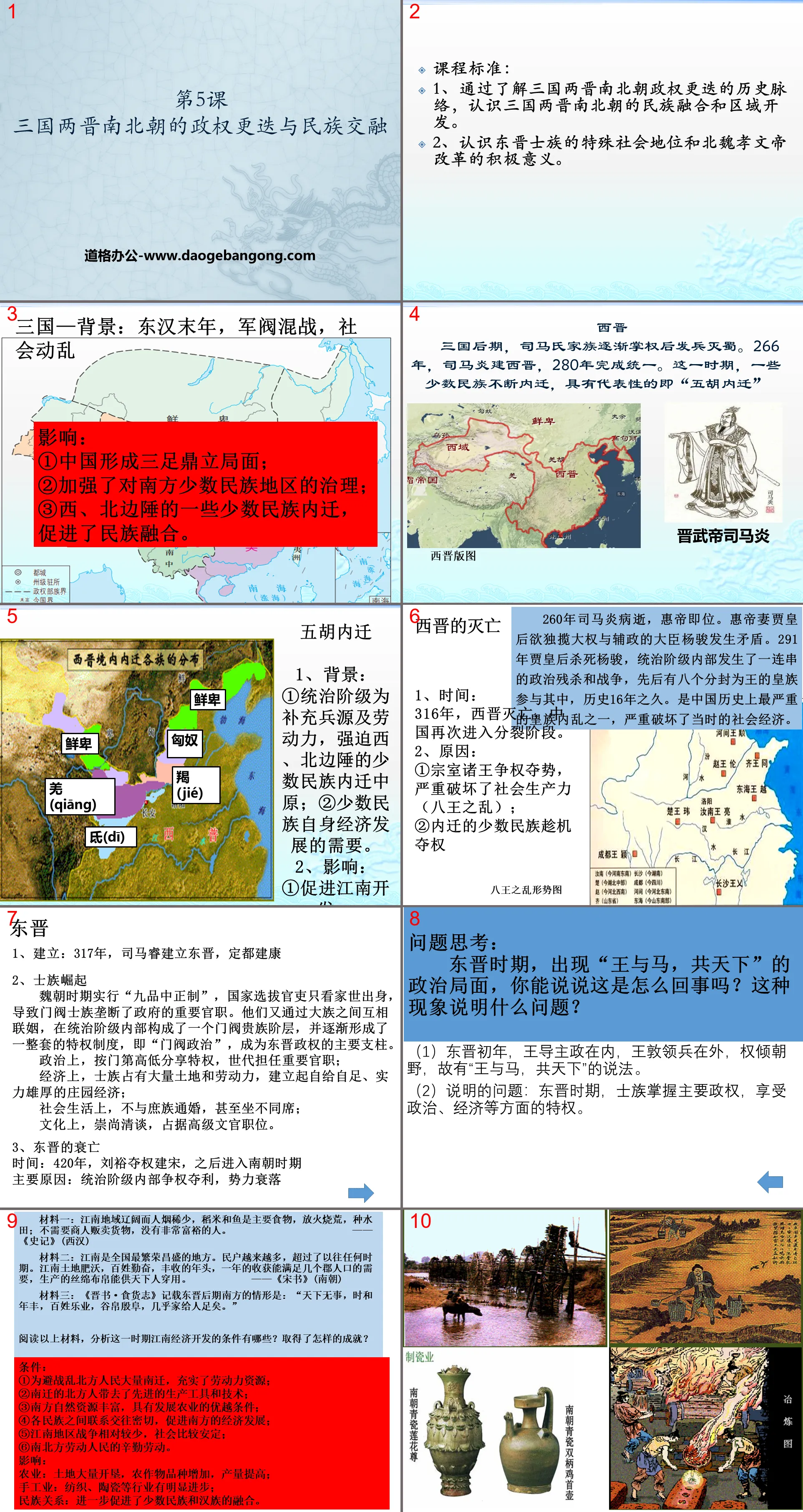 《三国两晋南北朝的政权更迭与民族交融》三国两晋南北朝的民族交融与隋唐统一多民族封建国家的发展PPT课件
