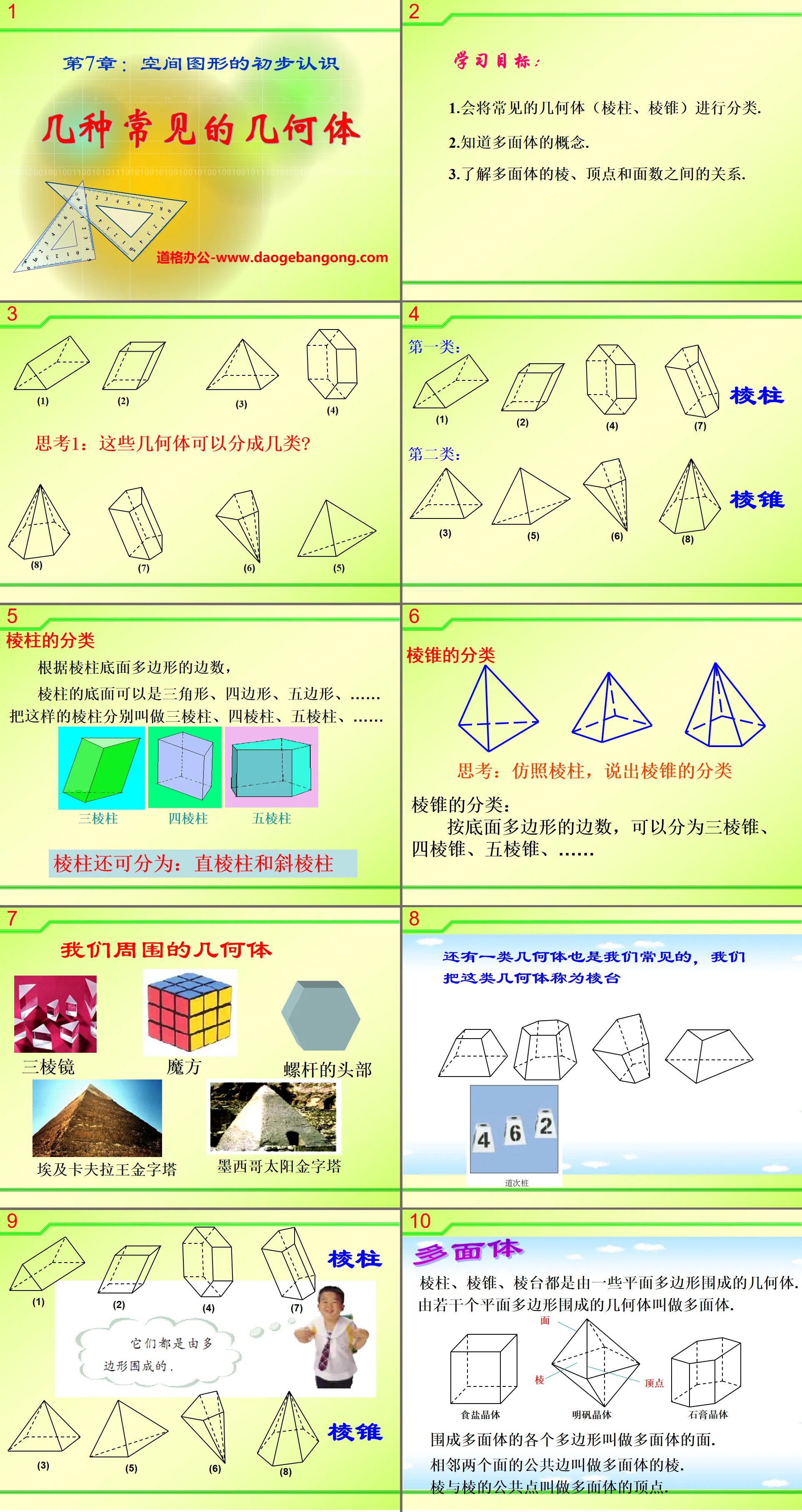 "Several Common Geometries" PPT courseware