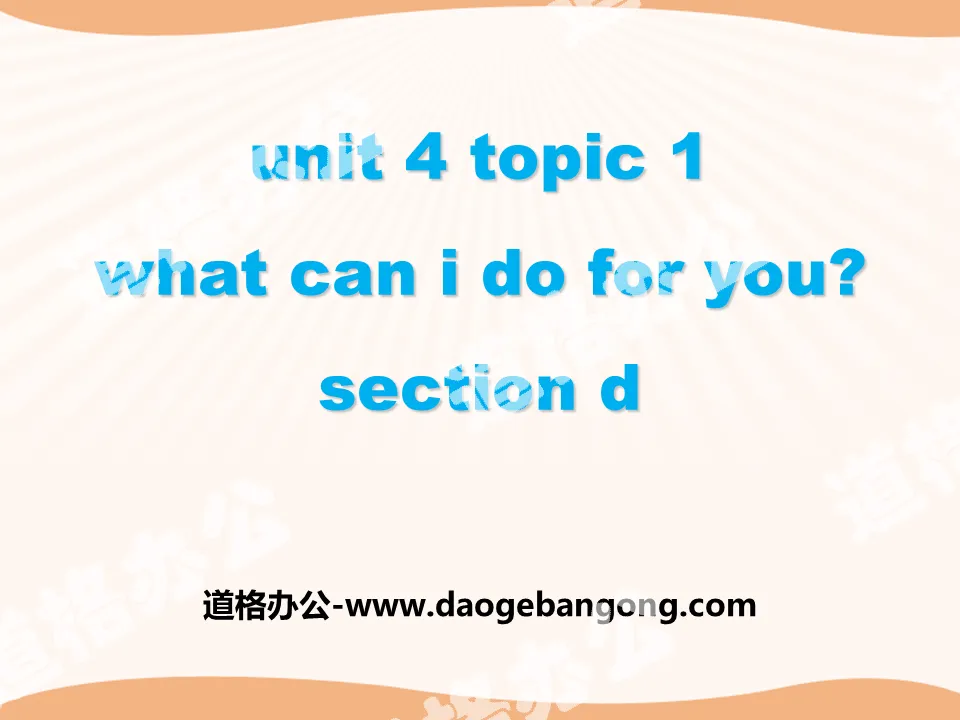 "What can I do for you?" SectionD PPT