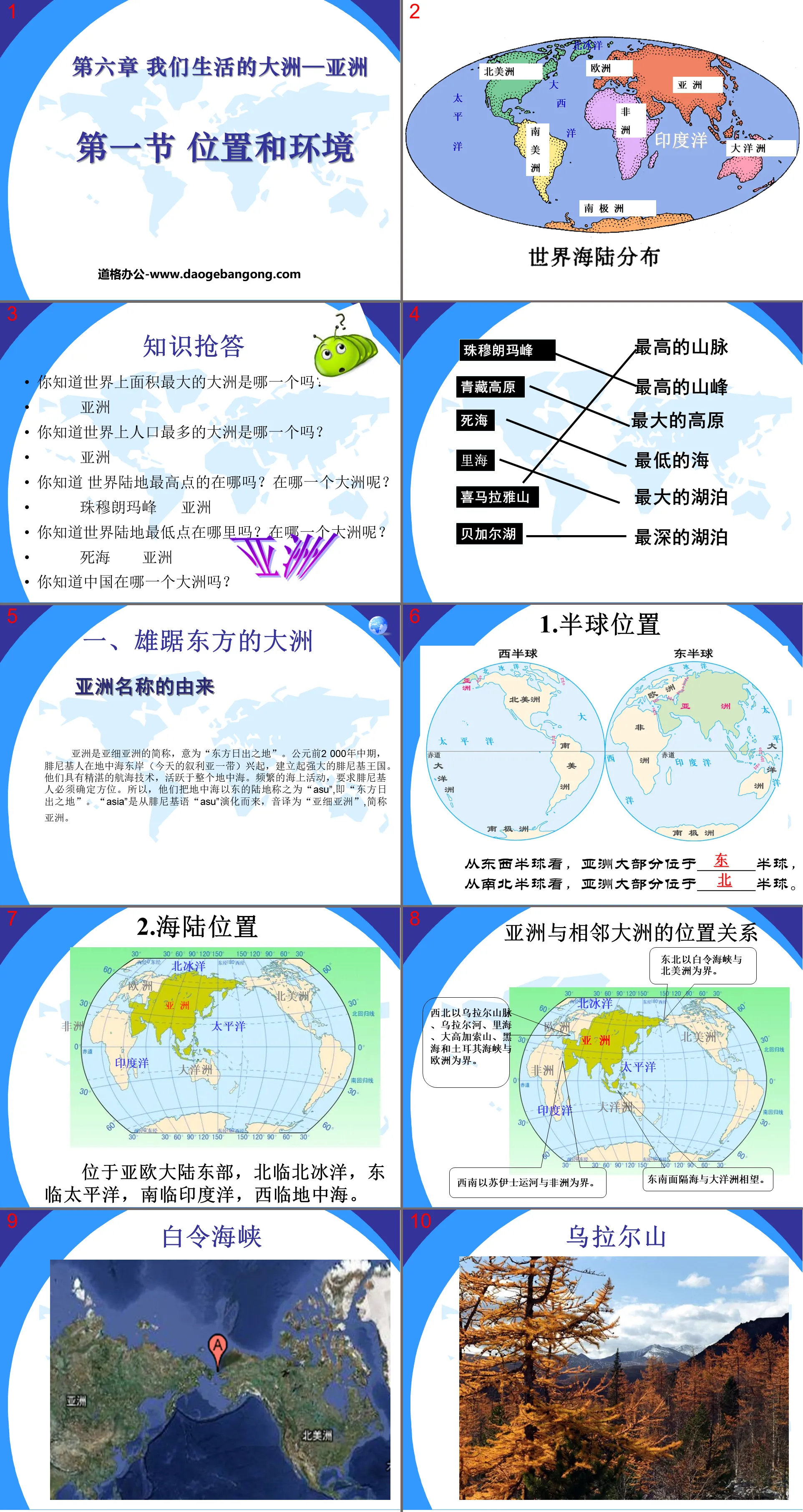 "Position and Scope" The Continent We Live in - Asia PPT Courseware 3