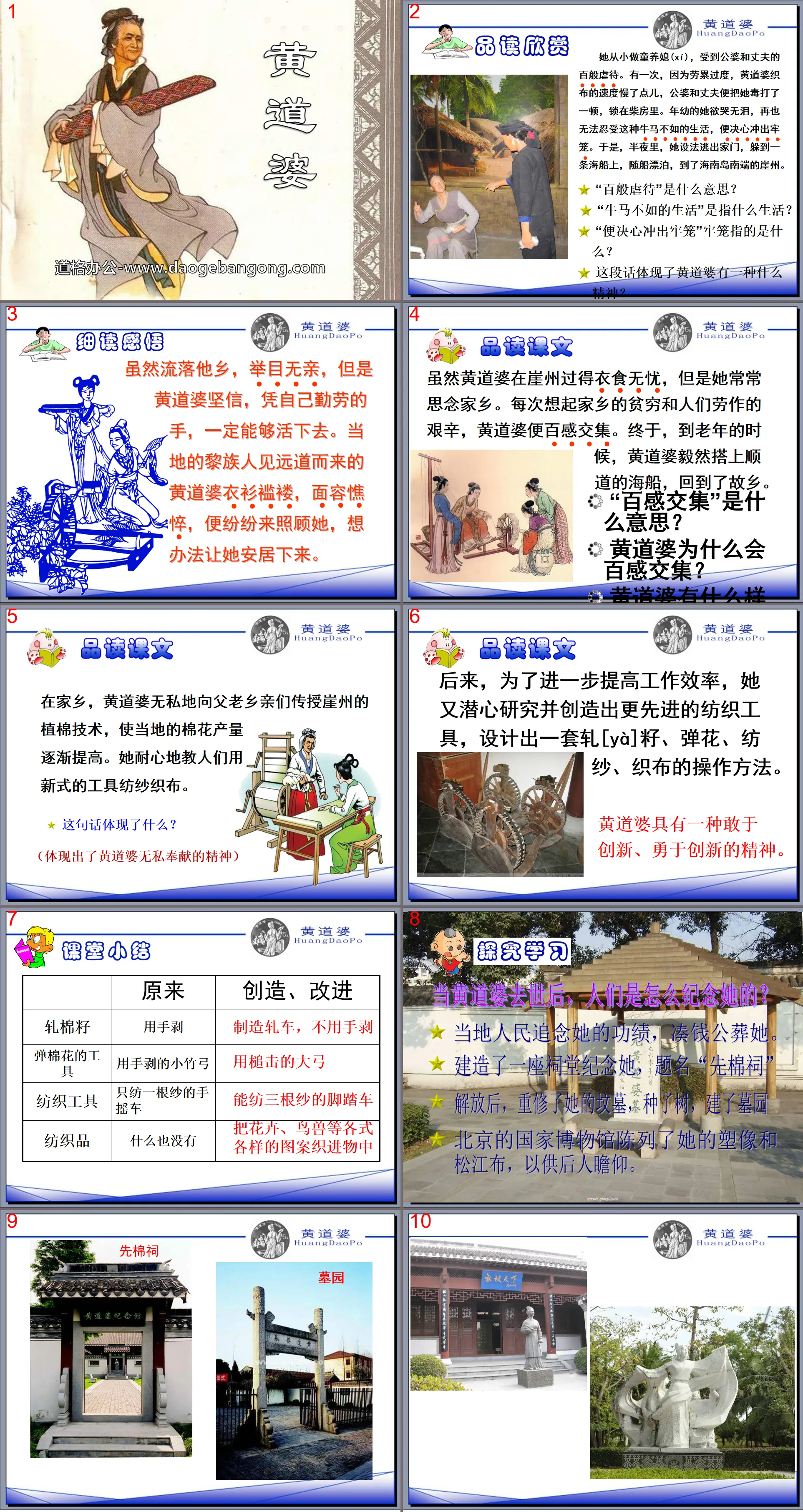 "Huang Daopo" PPT courseware