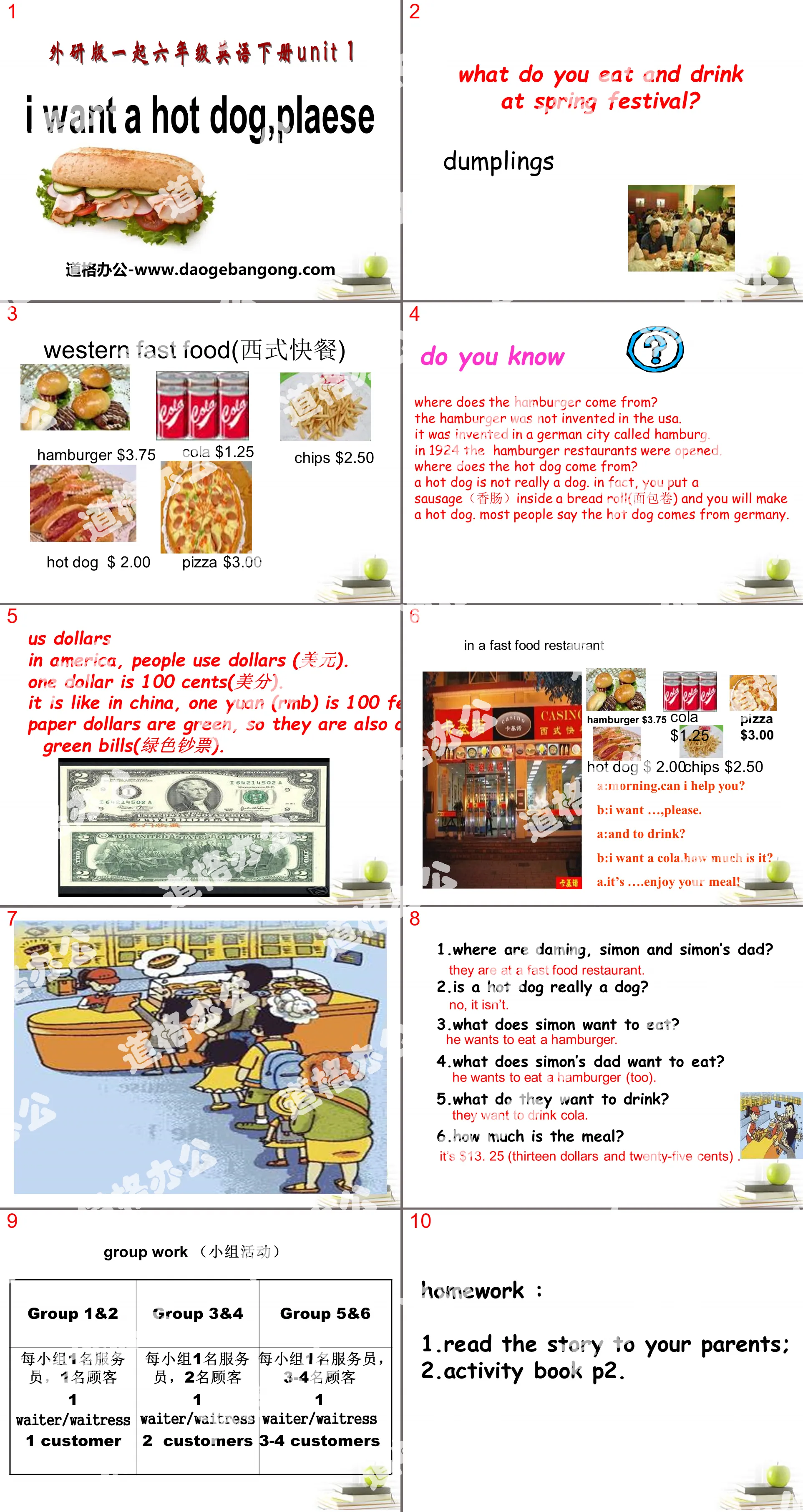 "I want a hot dog, plaese" PPT courseware 3