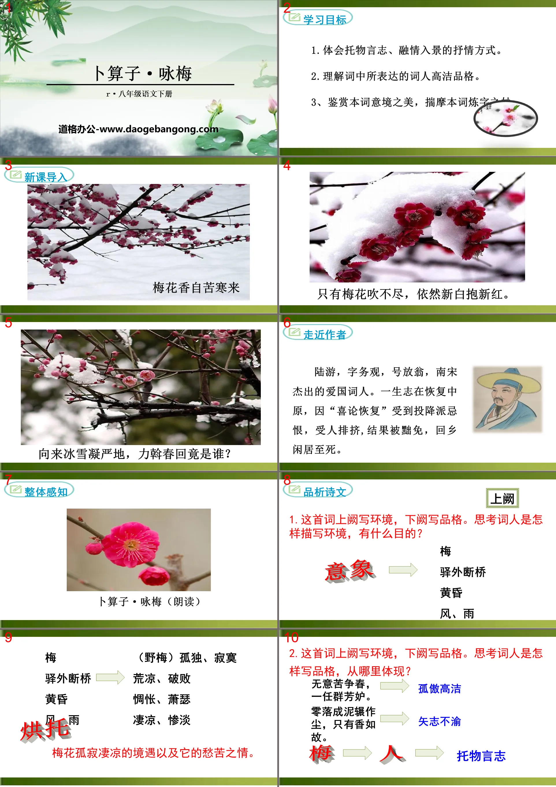 "Bu Shuanzi·Yong Mei" Extracurricular Ancient Poetry Recitation PPT