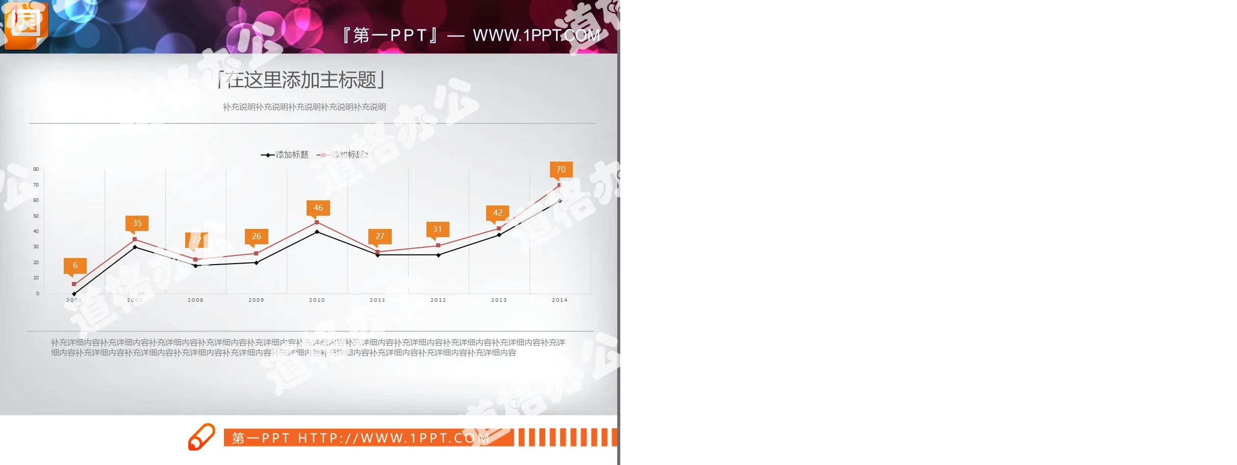 橙色簡潔歷年數據分析PPT折線圖