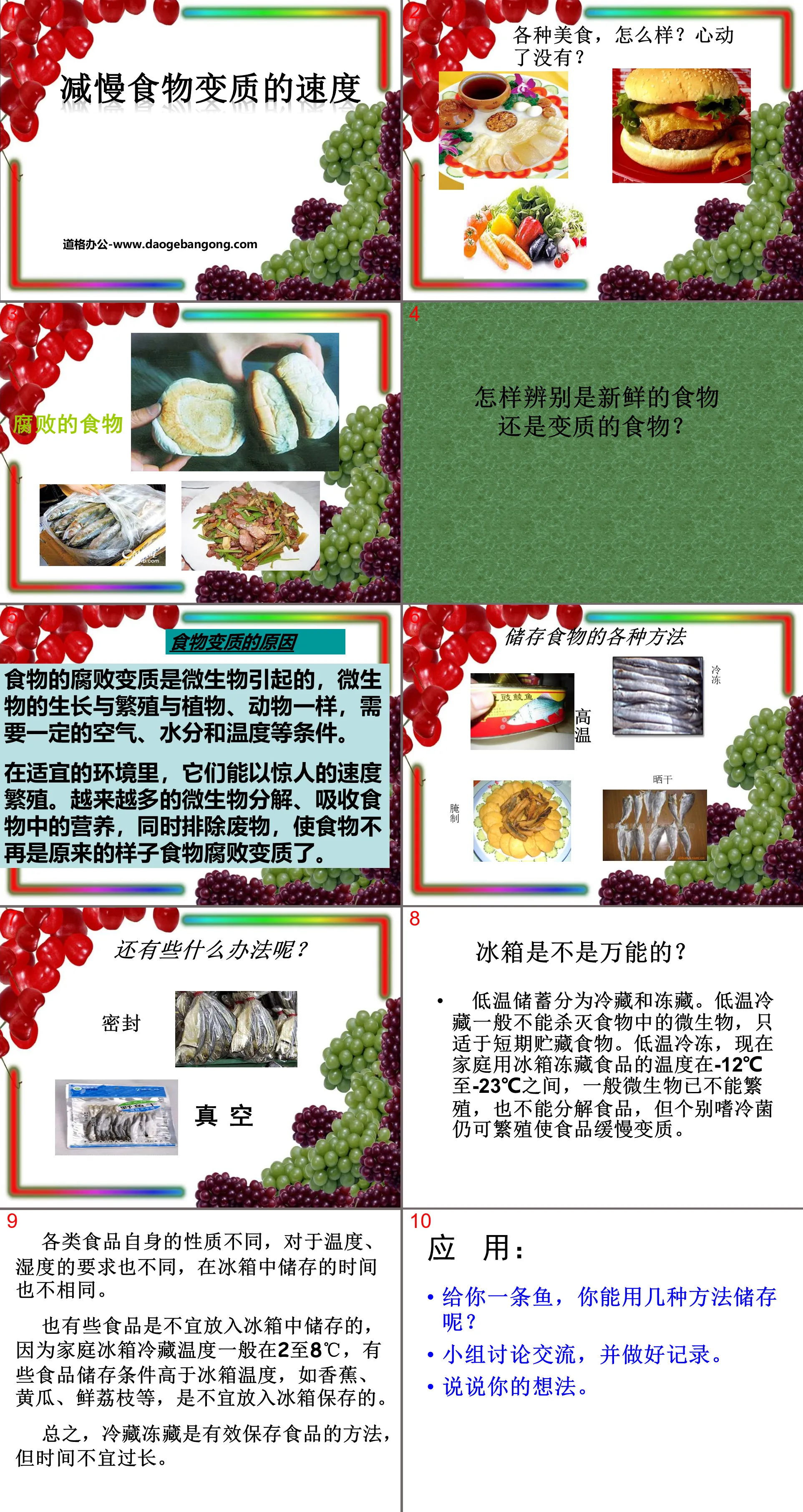 《減慢食物變質的速度》食物PPT課程