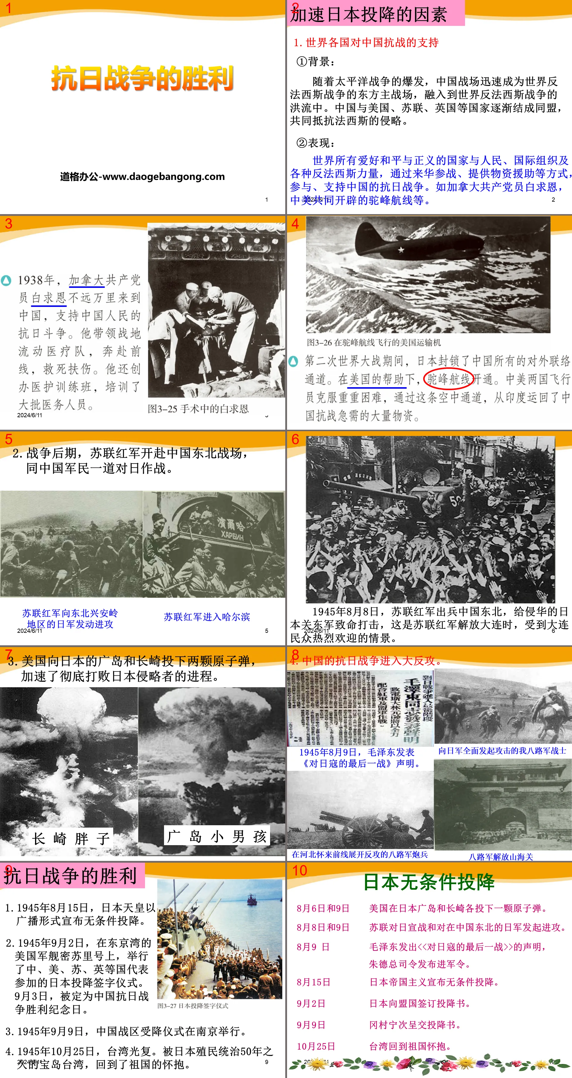 《抗日戰爭的勝利》中國抗日戰爭與世界反法西斯戰爭PPT