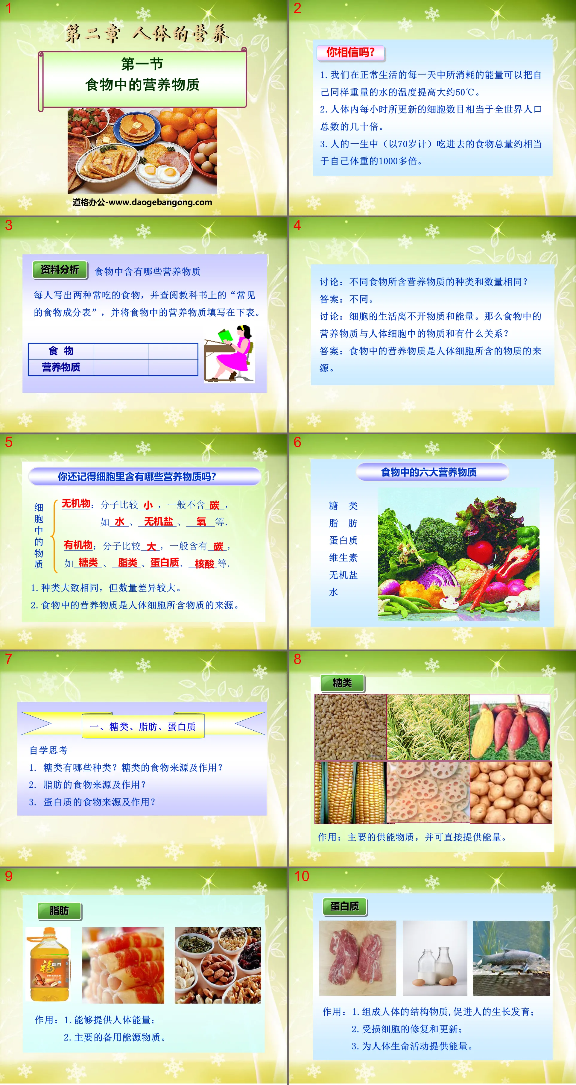 "Nutrition Substances in Food" Human Nutrition PPT Courseware 4