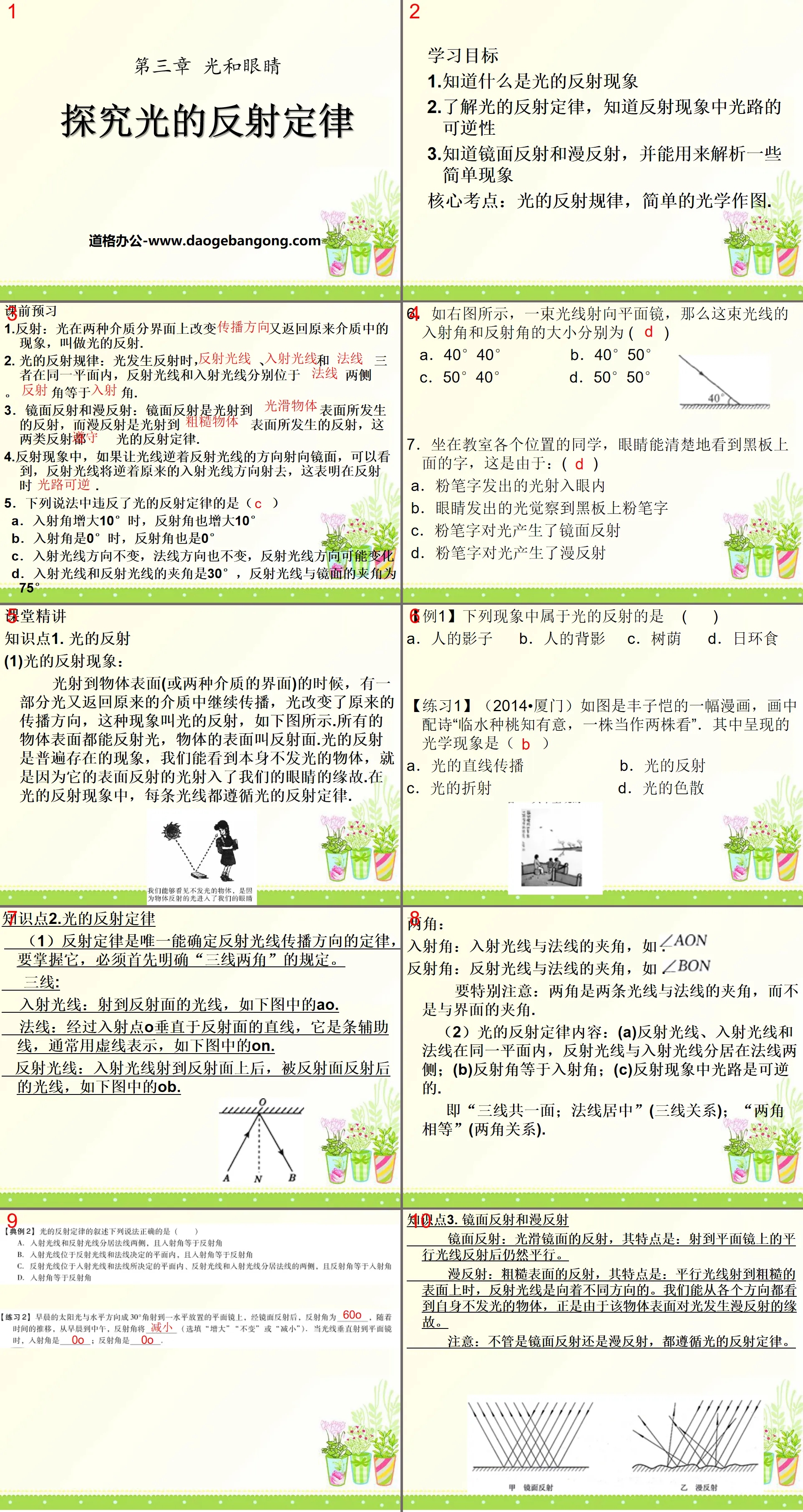 《探究光的反射定律》光與眼睛PPT課件2