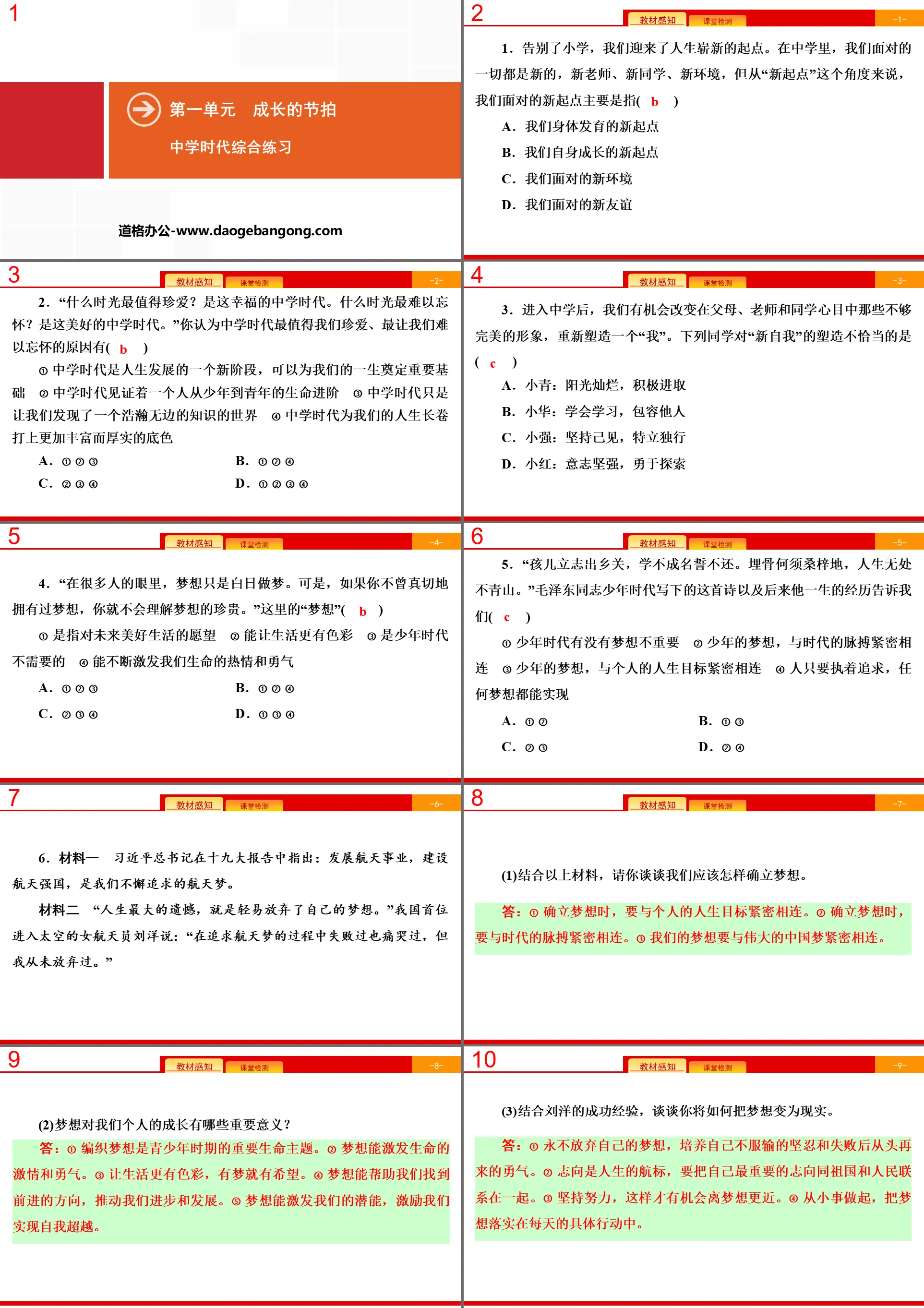 《中学时代》成长的节拍PPT(综合练习)