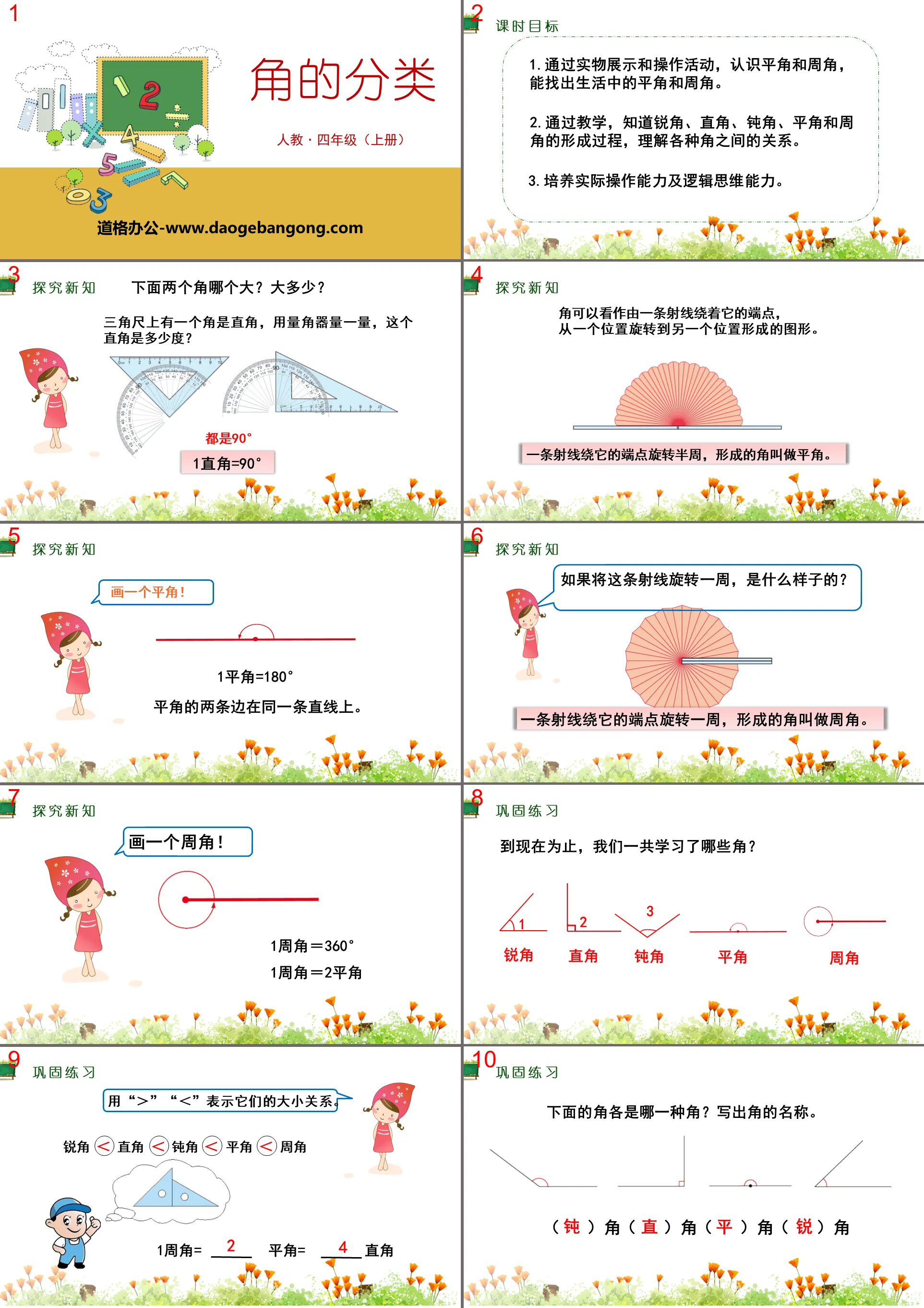 《角的分類》角的度量PPT