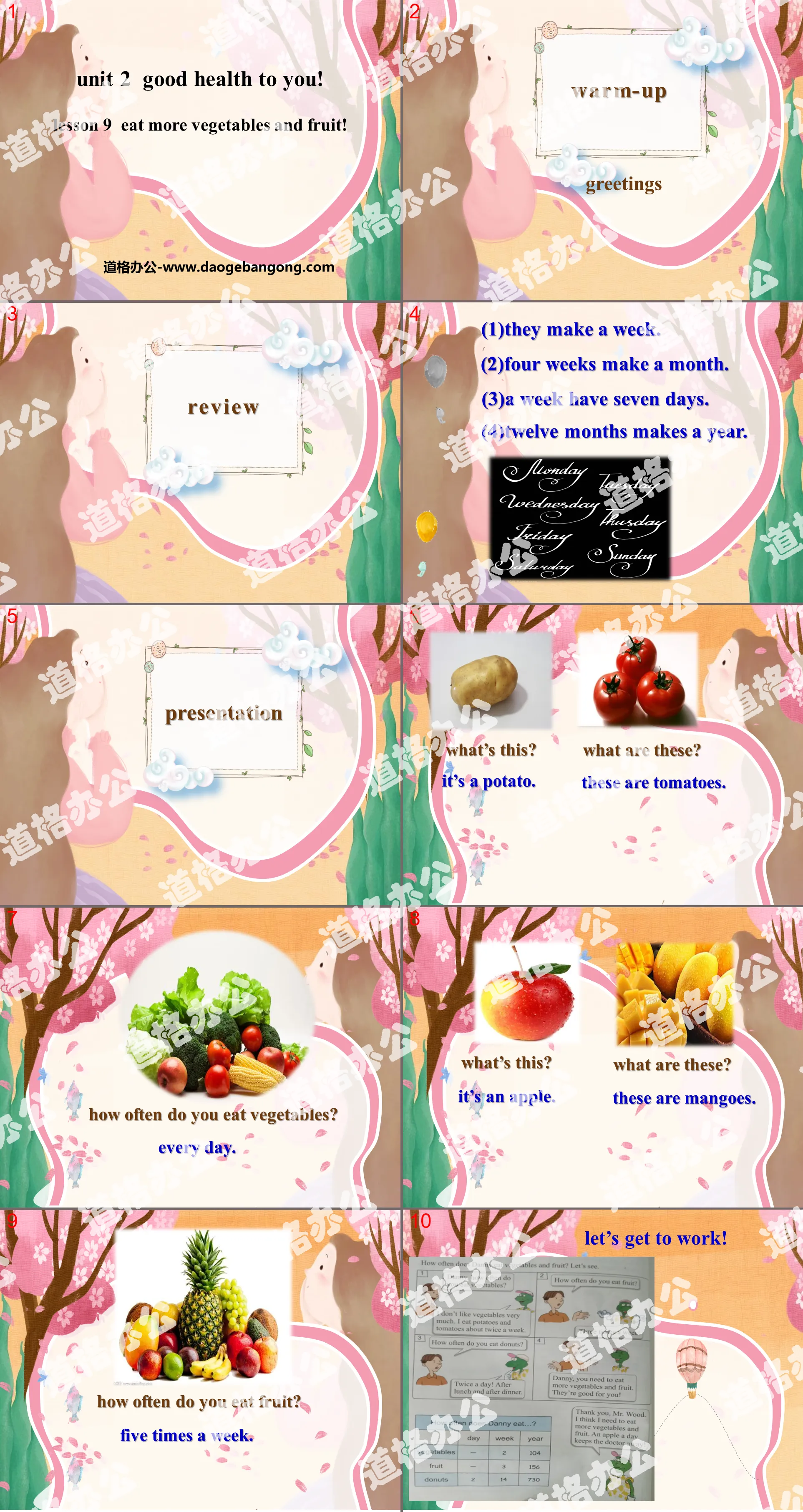 《Eat More Vegetables and Fruit!》Good Health to You! PPT
