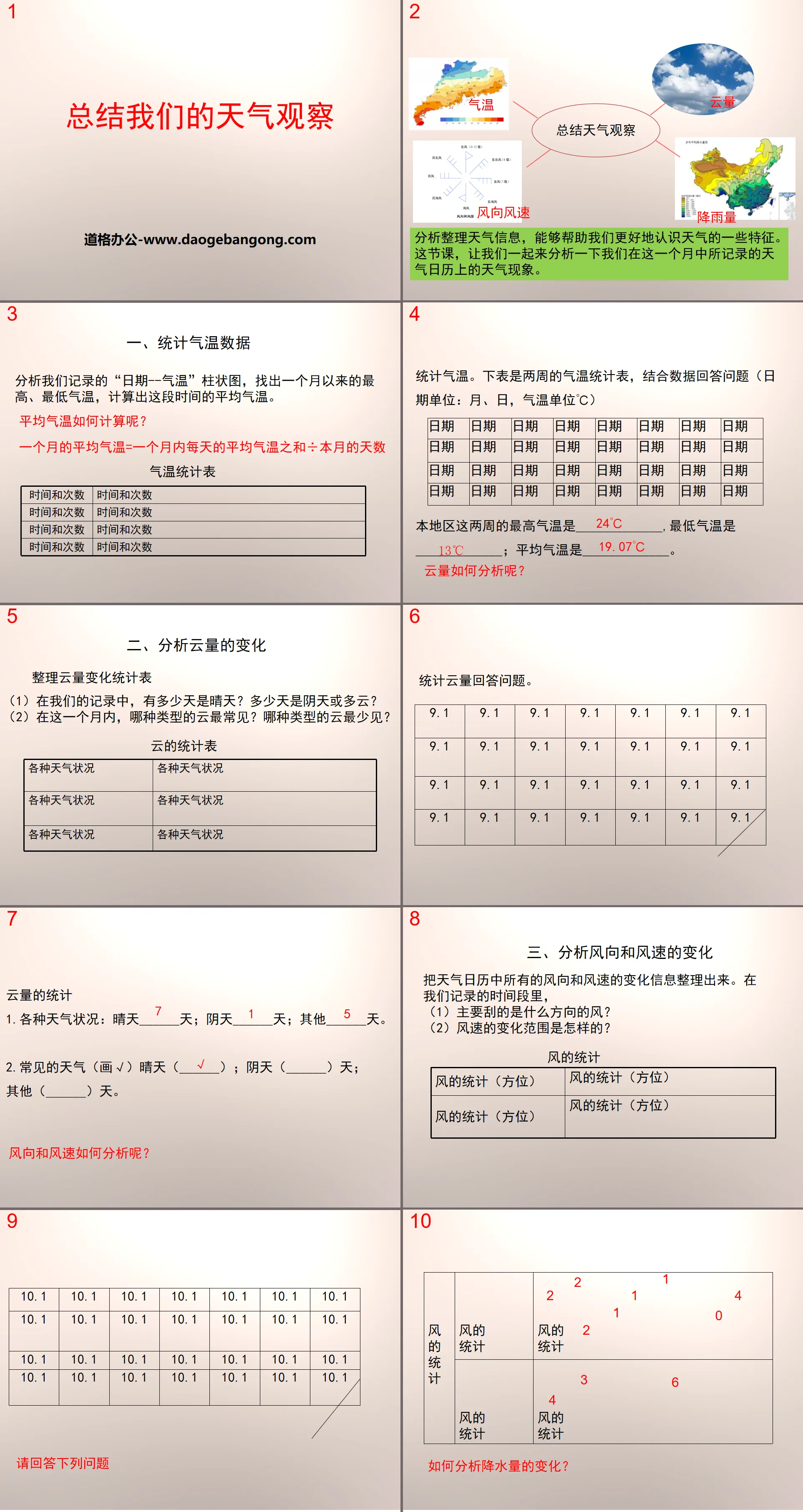 《总结我们的天气观察》天气PPT下载
