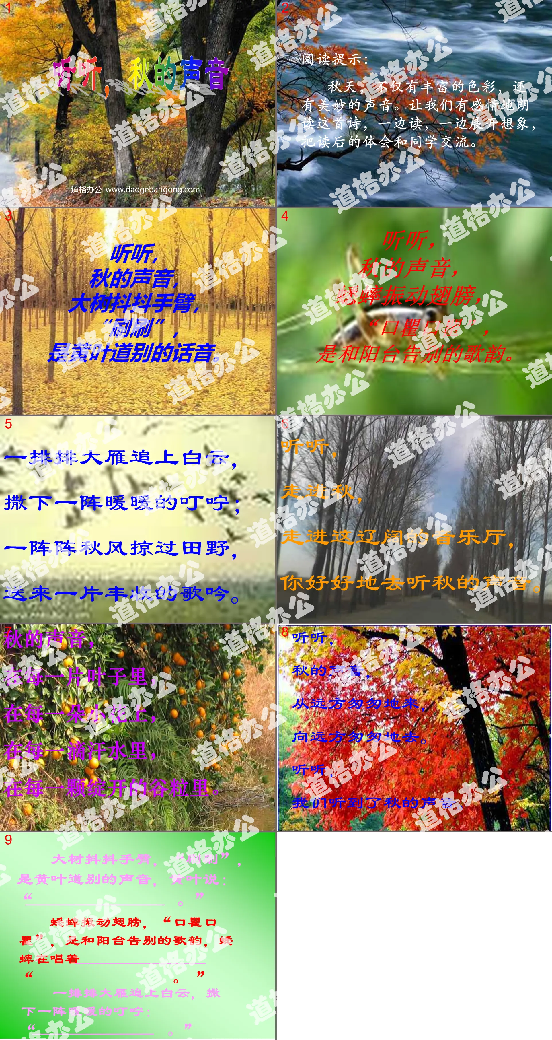 "Listen to the Voice of Autumn" PPT teaching courseware download
