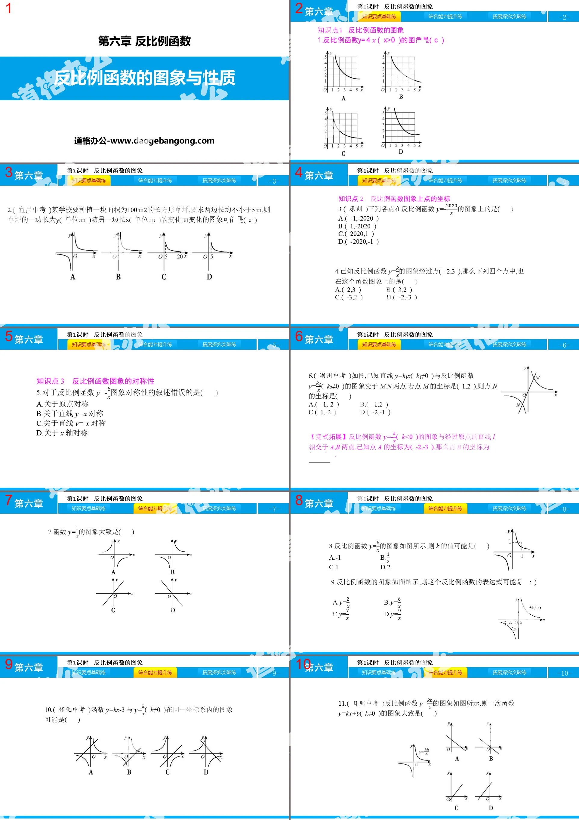 "Image and Properties of Inverse Proportional Functions" PPT Courseware of Inverse Proportional Functions (Lesson 1)