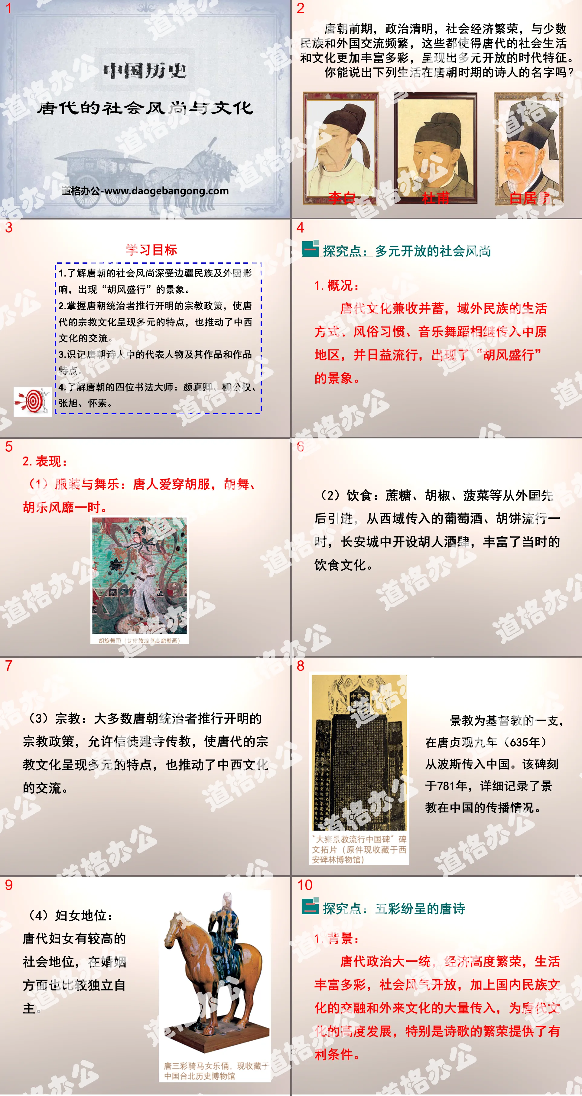 "Social Fashion and Culture in the Tang Dynasty" PPT courseware 2 of the open and innovative Sui and Tang Dynasties