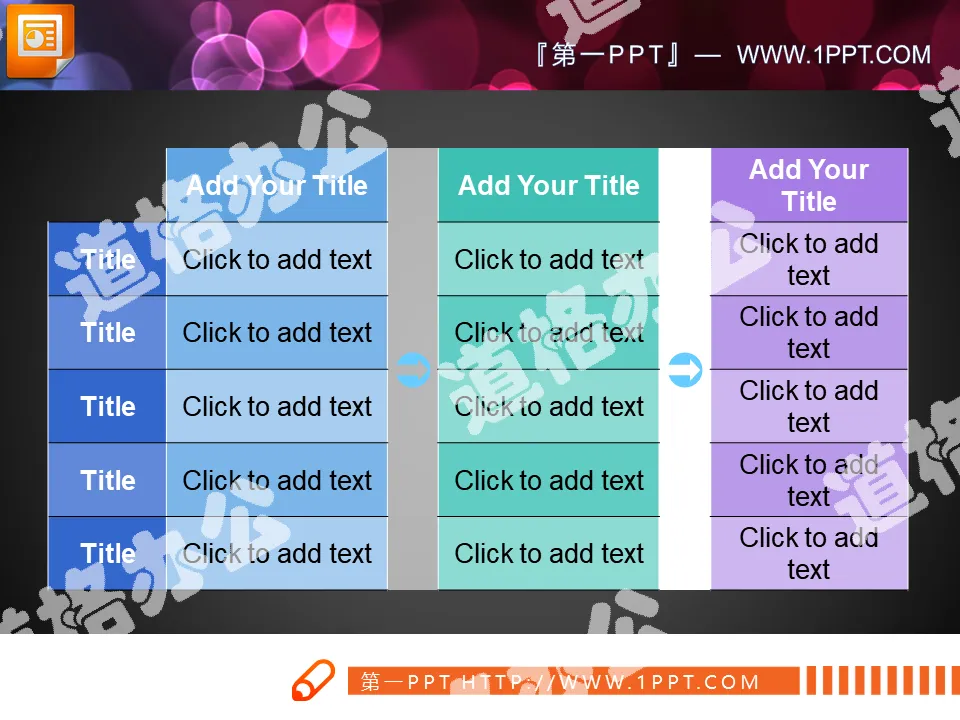 Data table PPT chart template with deduction