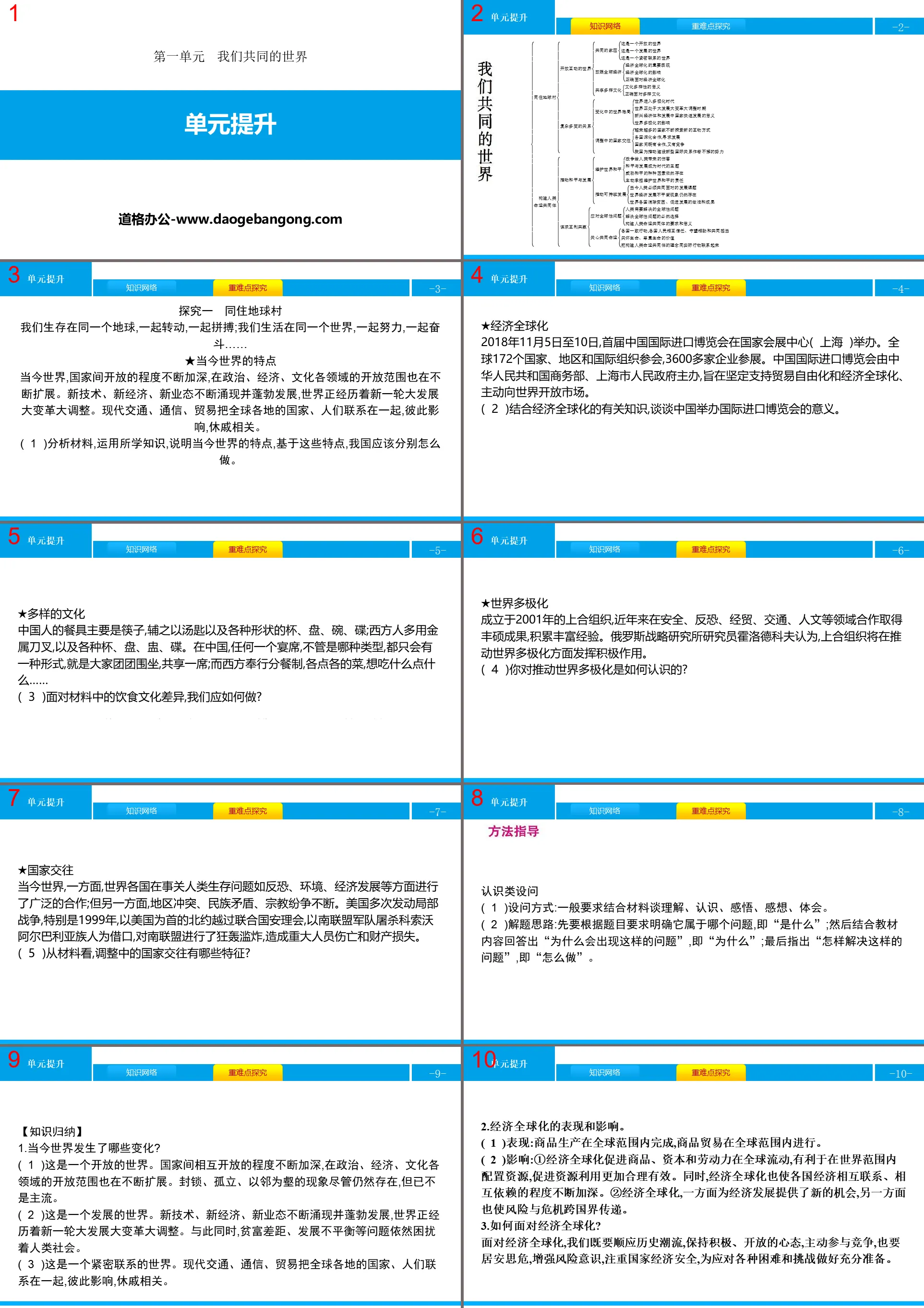 "Unit Improvement" Our Common World PPT Courseware