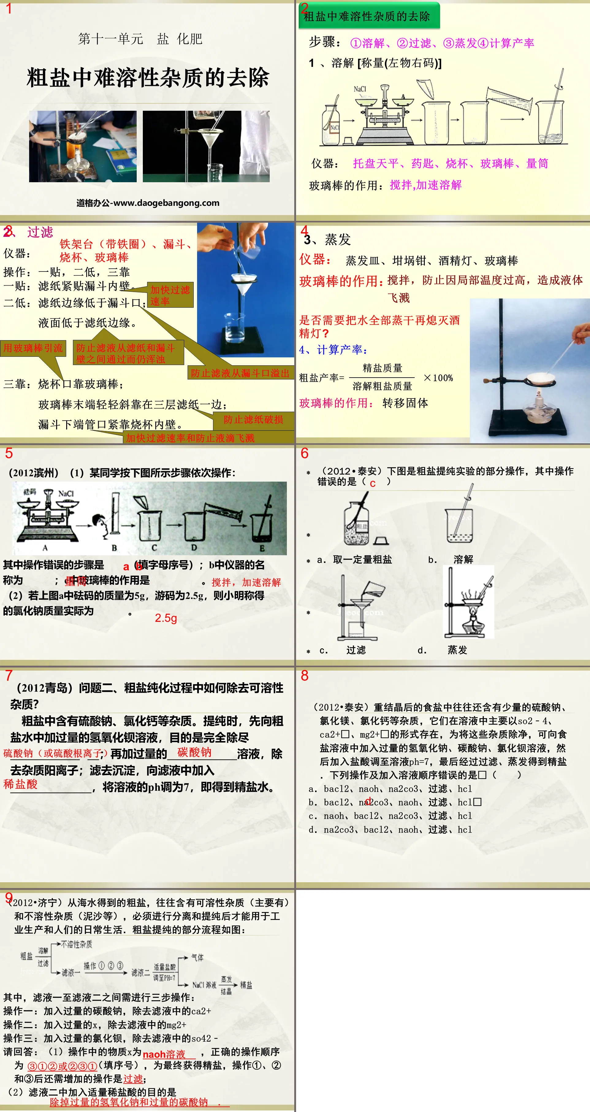 《粗盐中难溶性杂质的去除》盐化肥PPT课件4
