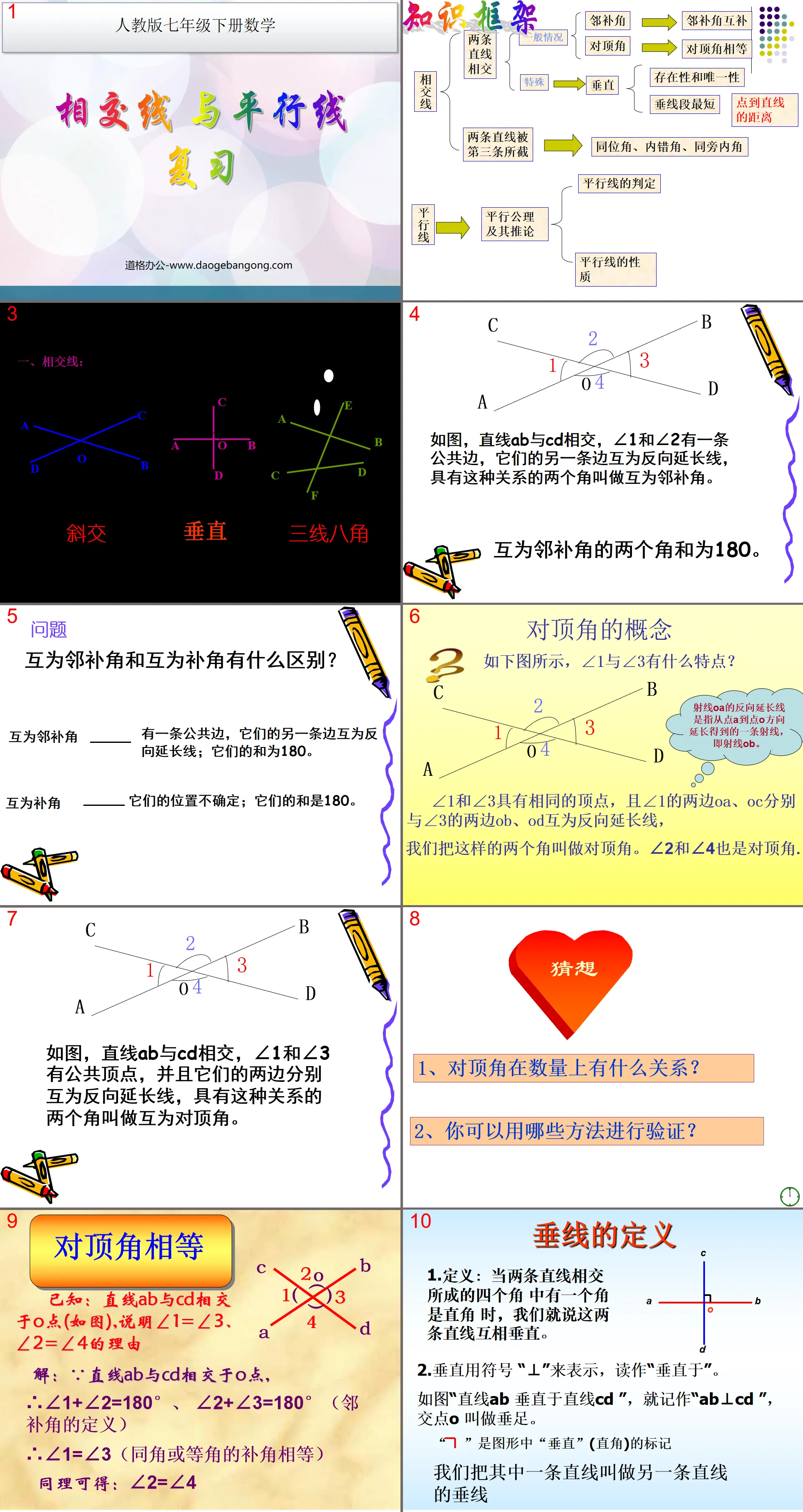 "Review" Intersecting Lines and Parallel Lines PPT Courseware 2