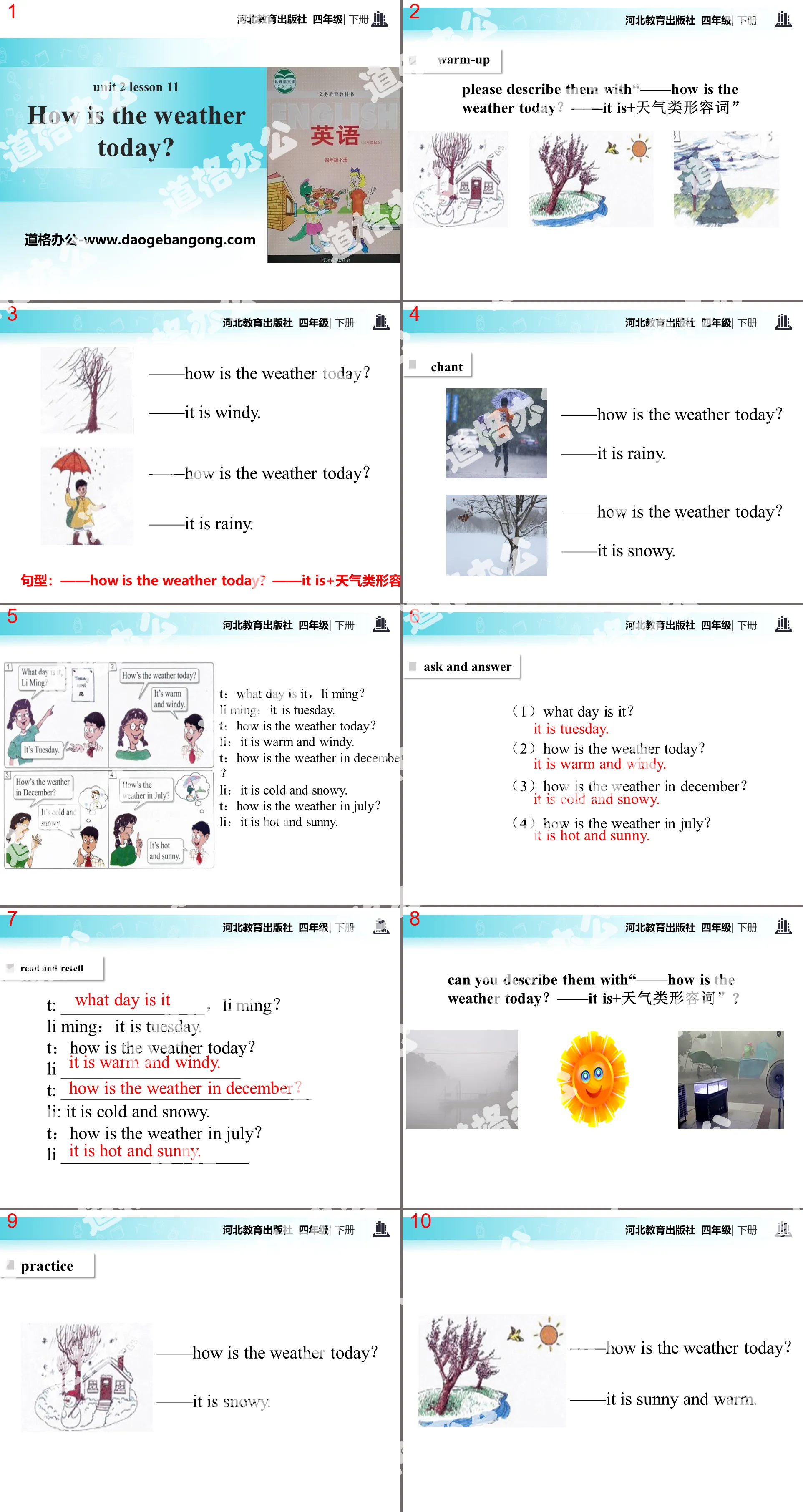 "How's the Weather Today?" Days and Months PPT teaching courseware