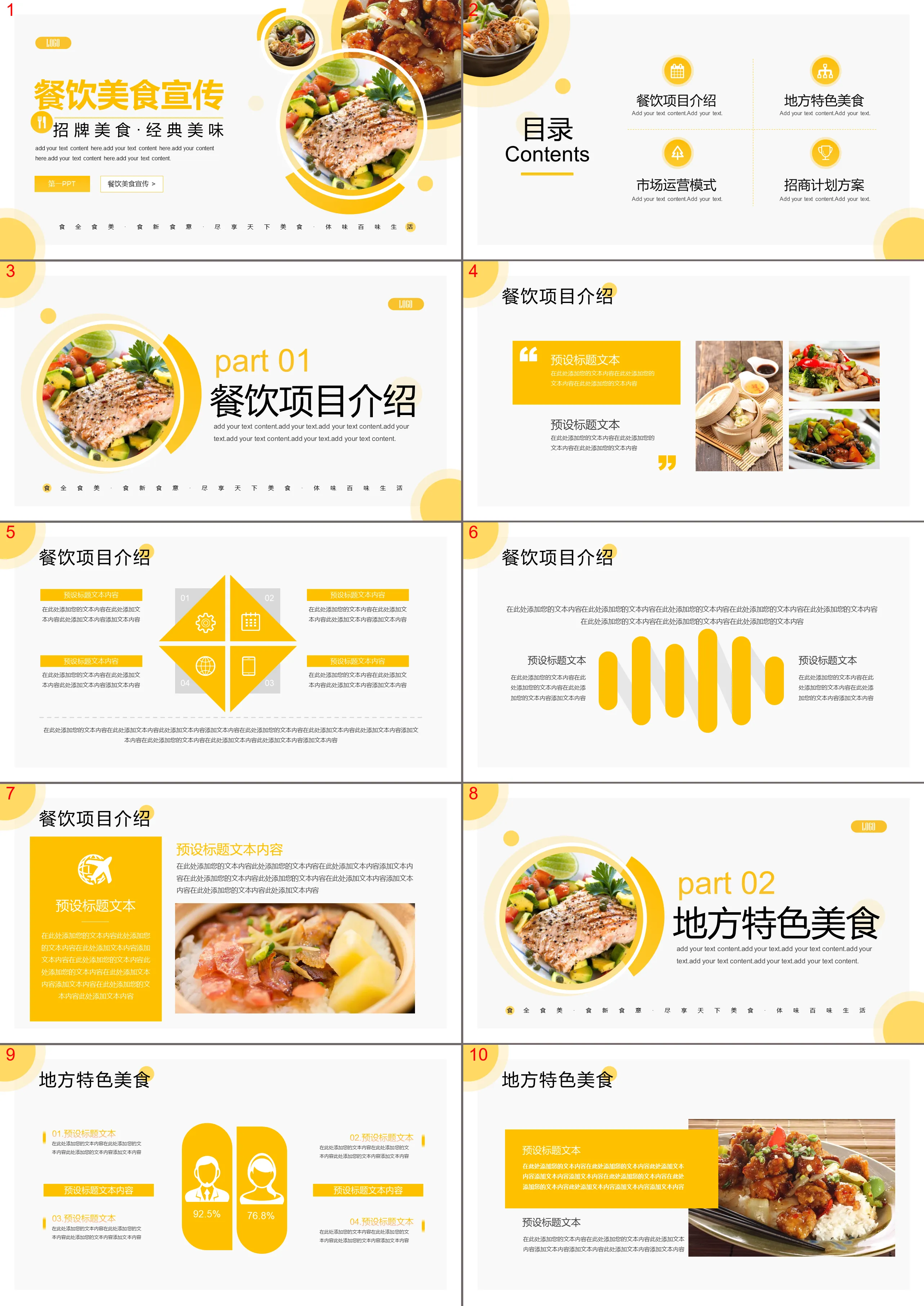 Yellow tone gourmet store investment promotion PPT template download