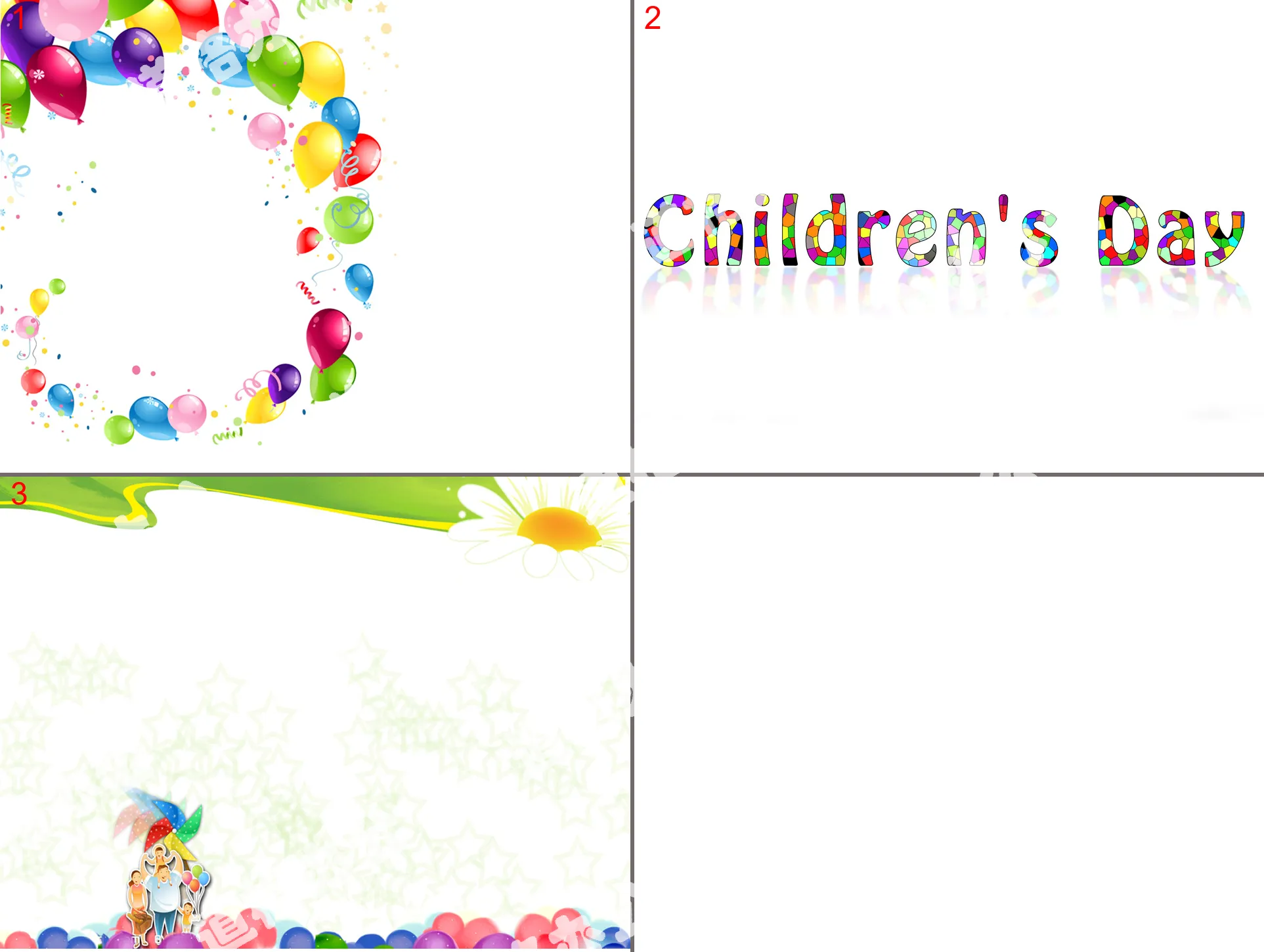 三张儿童节卡通PPT背景图片